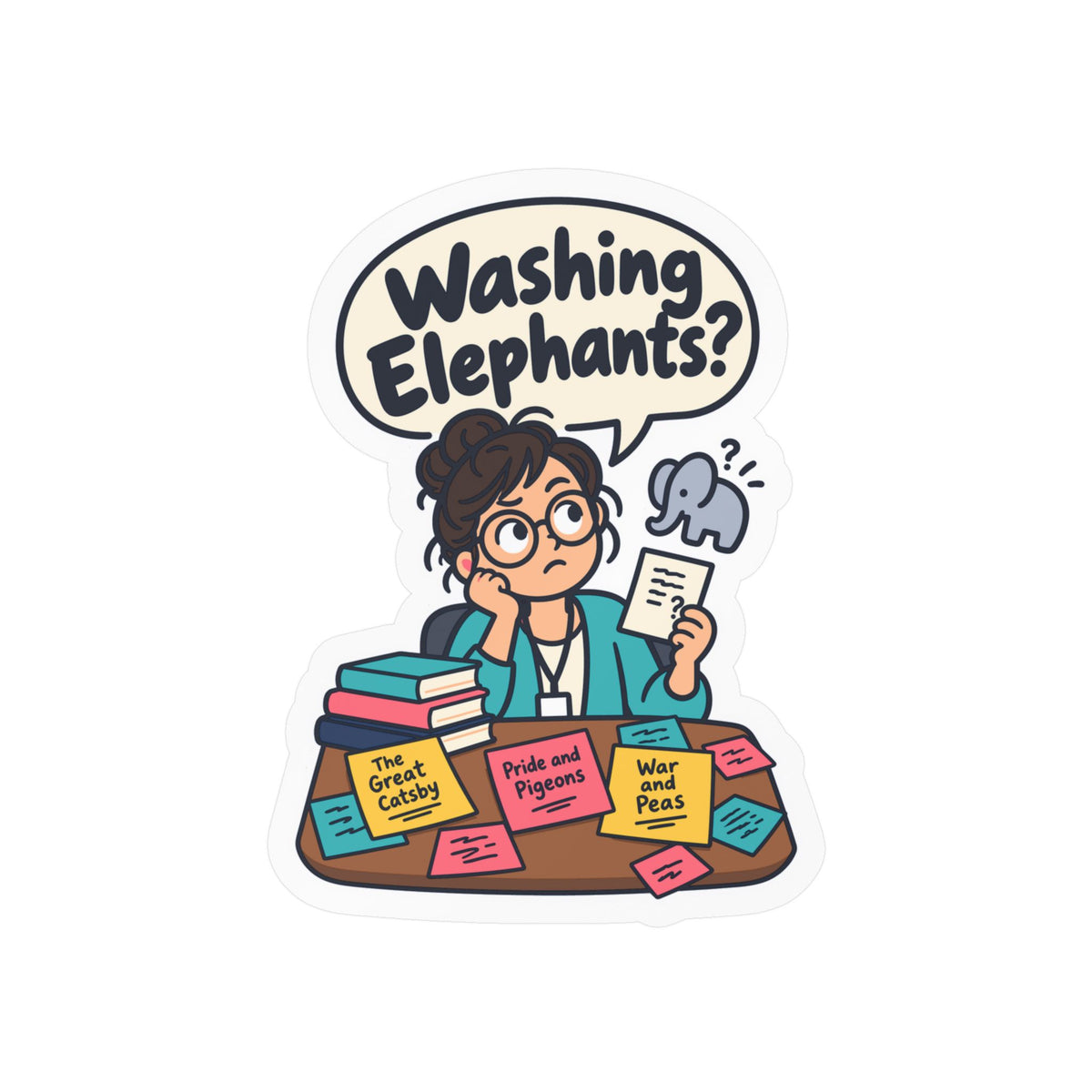 Librarian Sticker - Washing Elephants? Fabulous and Magical Unicorn Decals for Laptop or Water Bottle