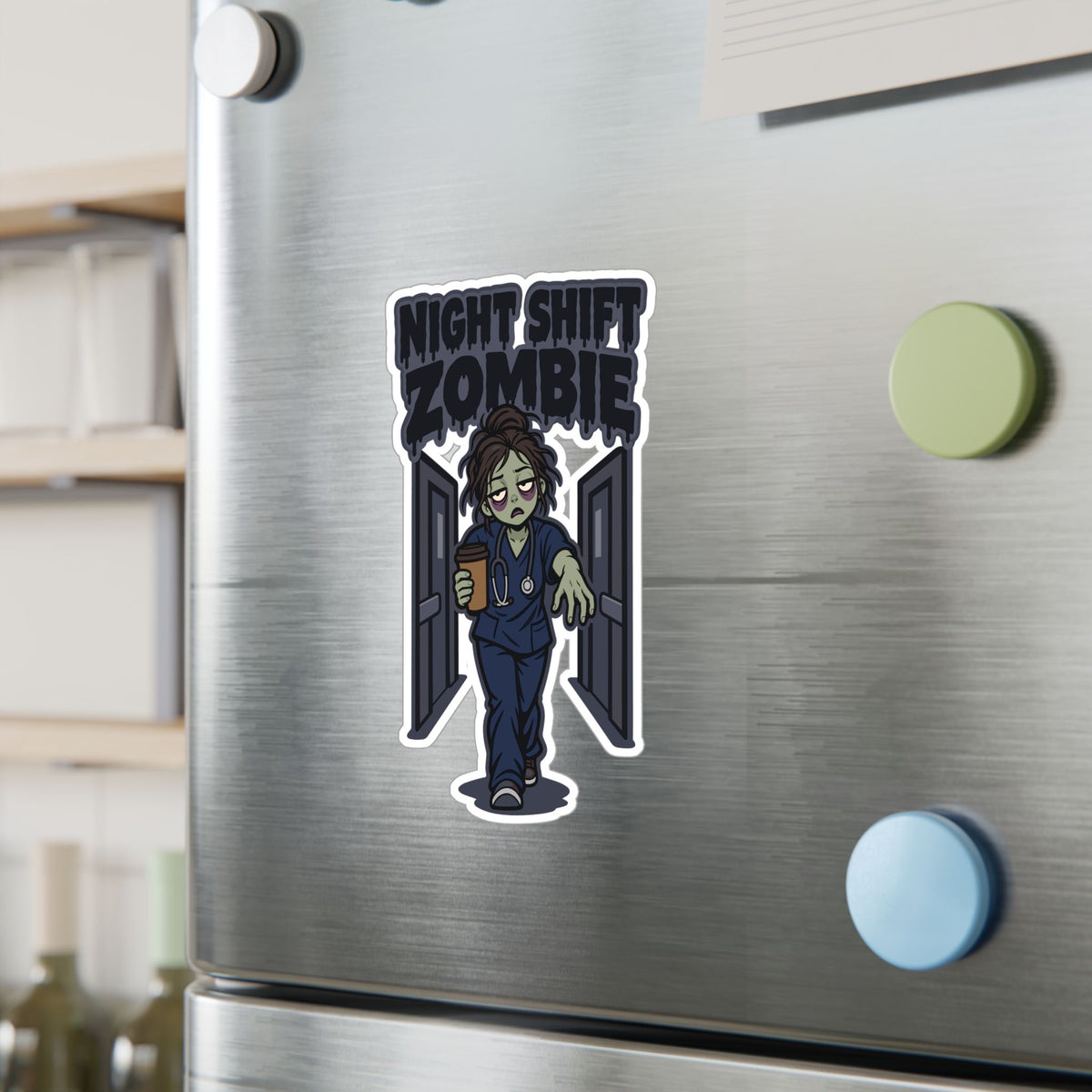 Nurse Sticker Night Shift Zombie Decals for Laptop and Water Bottle, Waterproof Vinyl Nursing Student Gift