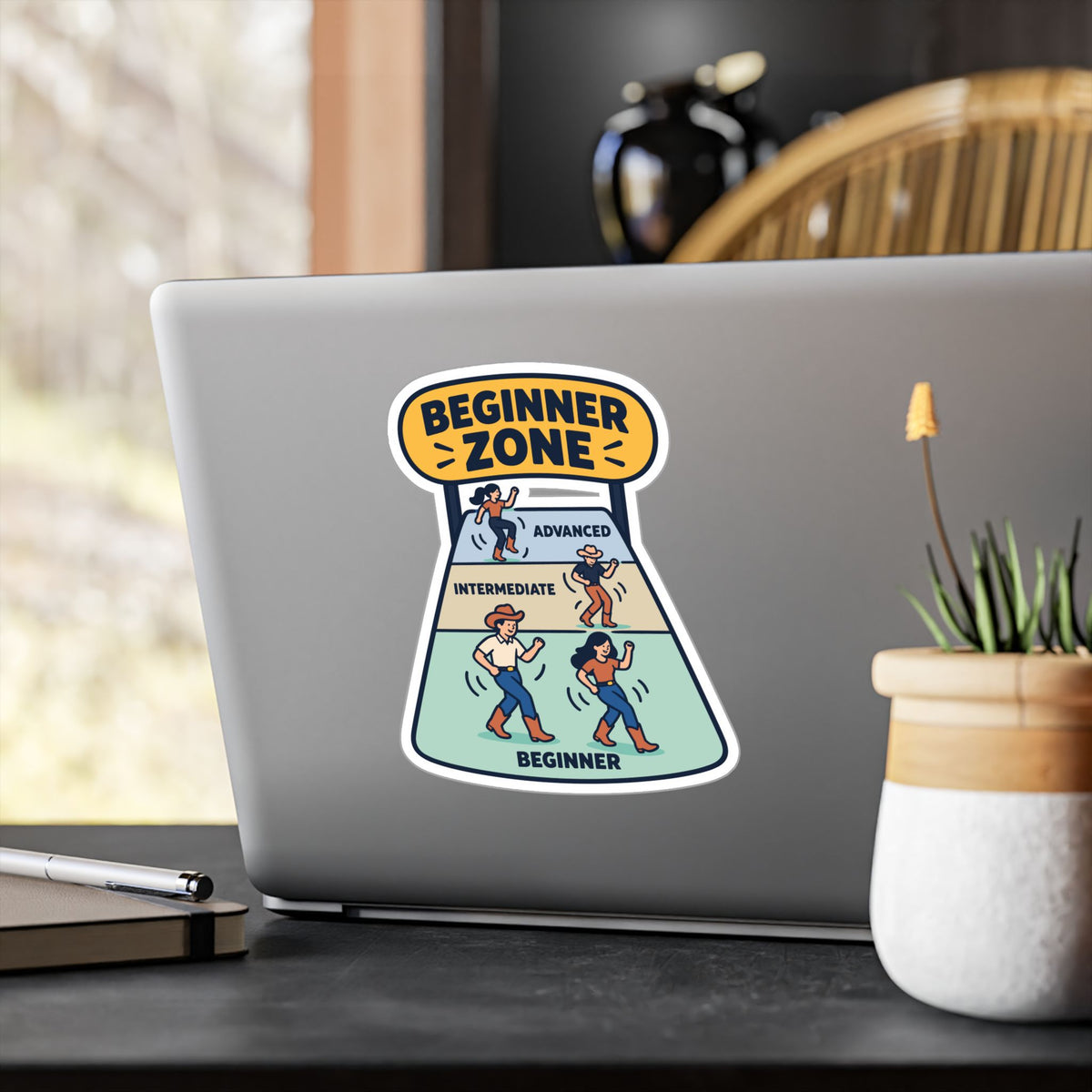 Line Dance Sticker - Beginner Zone Design for Country Dancers, Western Decals for Laptop and Water Bottle
