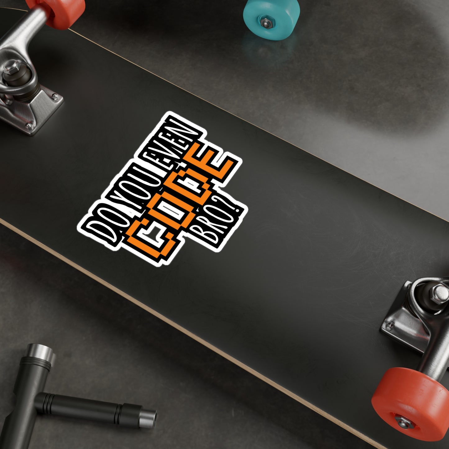 Coding Do you even code bro orange - Developer Sticker for Wall, Laptop, Window, Truck, Car Developer Gift Vinyl Software developer Decal Sticker