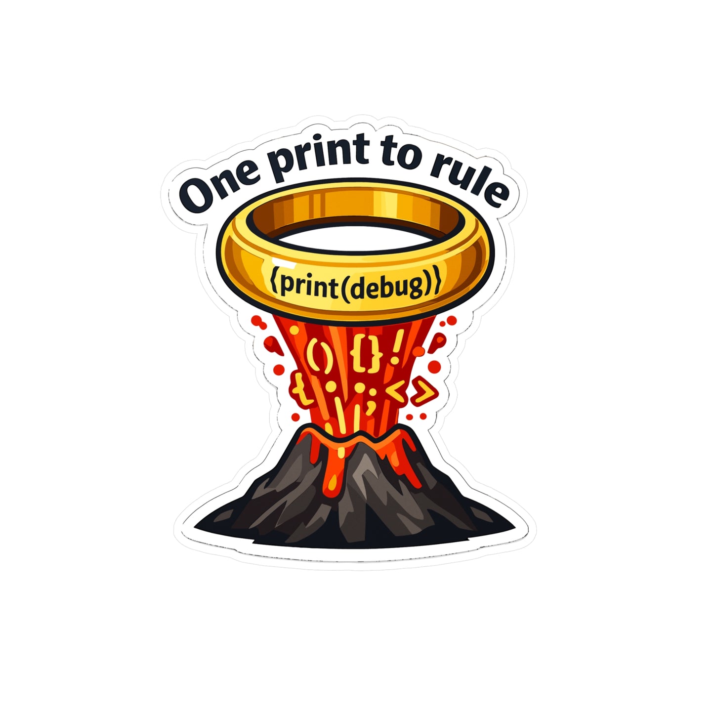 Coding Sticker "One Print to Rule" – Funny Programmer Source Code Semicolon decals, Waterproof Vinyl for Laptop or Water Bottle
