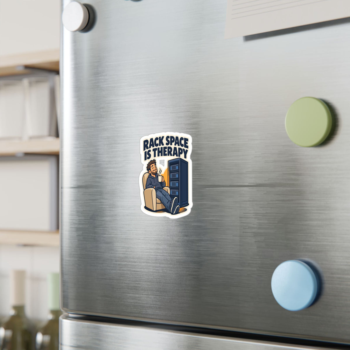 tech Sticker – Rack Space Is Therapy, Reboot Button and Bandage Humor Decals for Laptop and Water Bottle