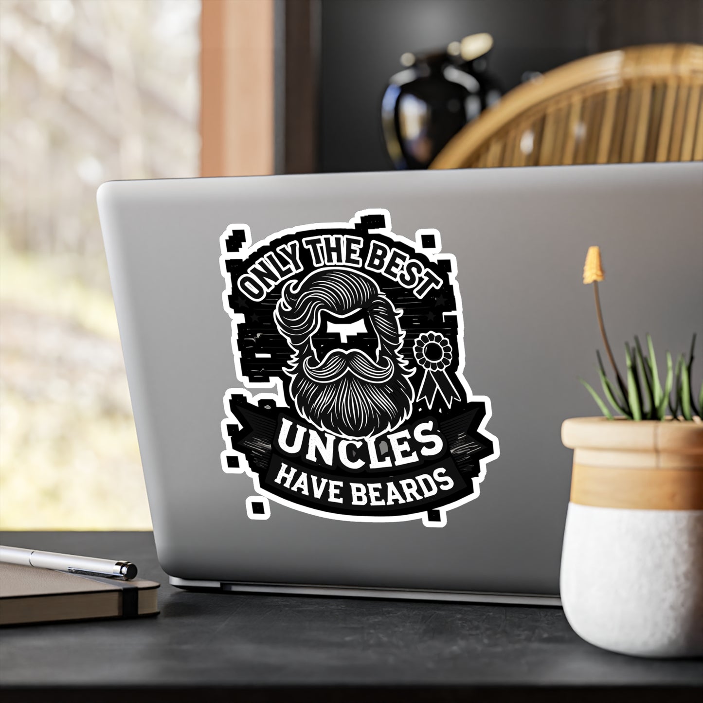 Only The Best Uncles Have Beards - Beard Sticker for Laptop Sticker. Water Bottle Sticker, Vinyl Bearded Decal - Beard Gift