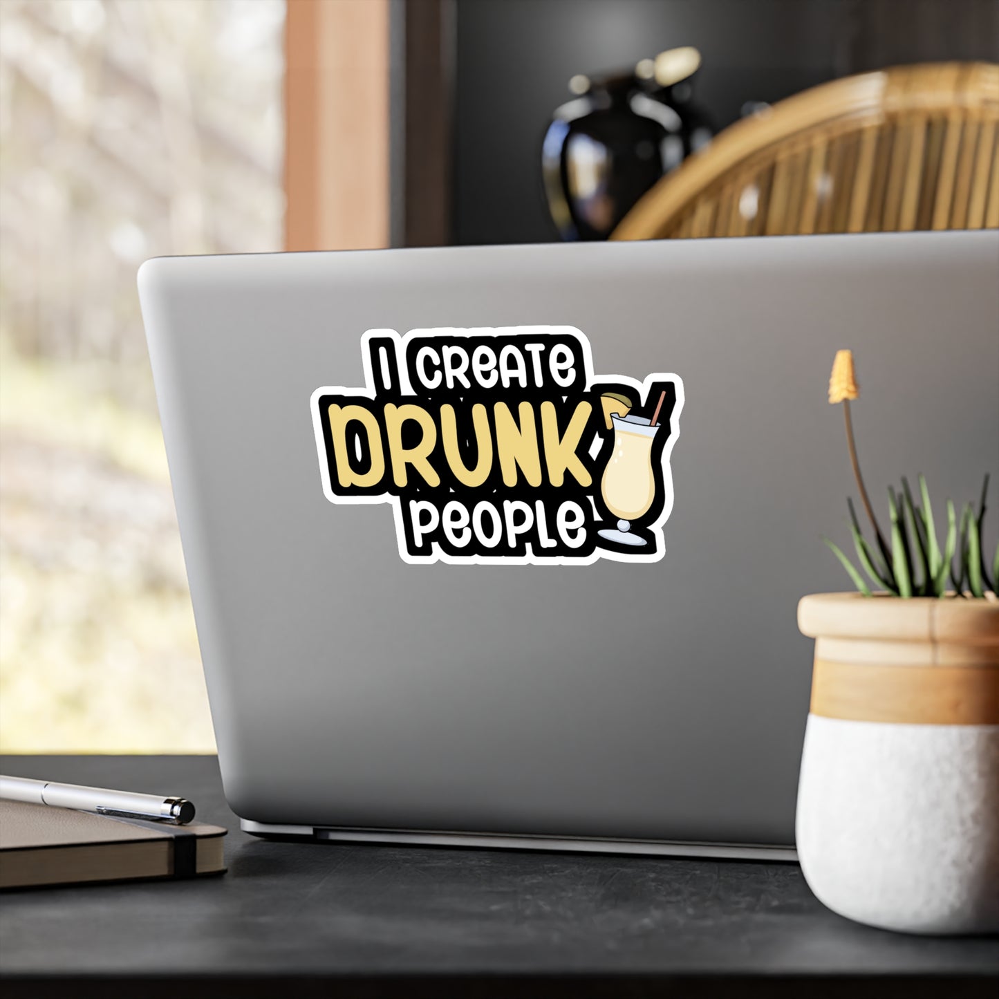 I create drunk people - Bartender Sticker for Wall, Laptop, Window, Truck, Car Bartender Gift Vinyl Cocktail Decal Sticker