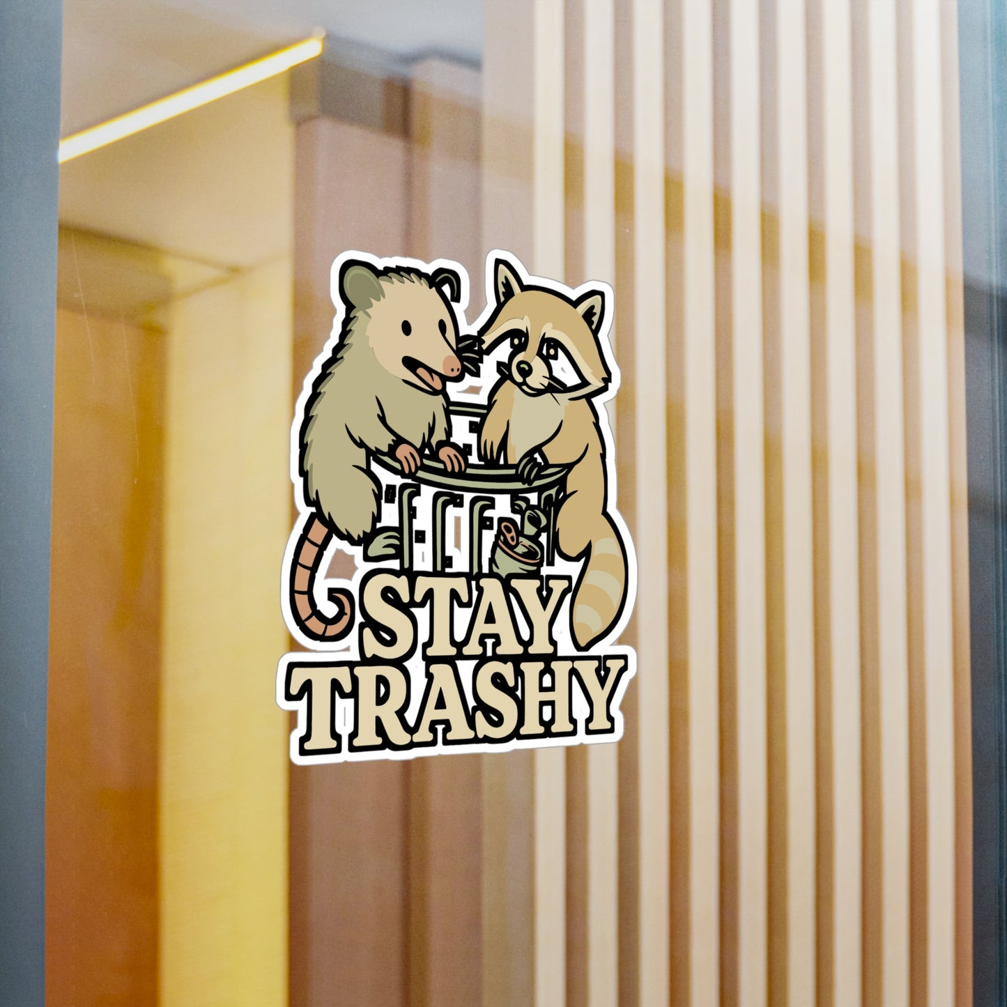 Stay Trashy – Raccoon Sticker for Car, Laptop, Water Bottle & Trash Panda Lover Gifts