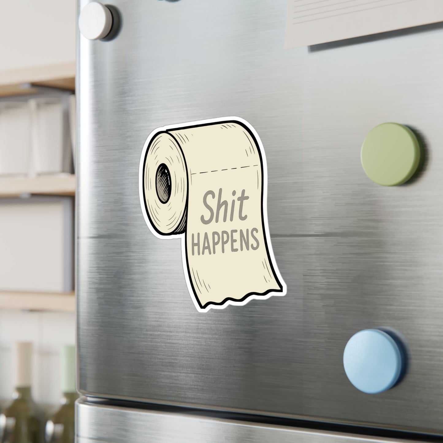 Toilet Sticker "Shit Happens" Decals – Sarcasm & Irony Mishap Vinyl for Bathroom, Laptop, Waterproof Funny Decor