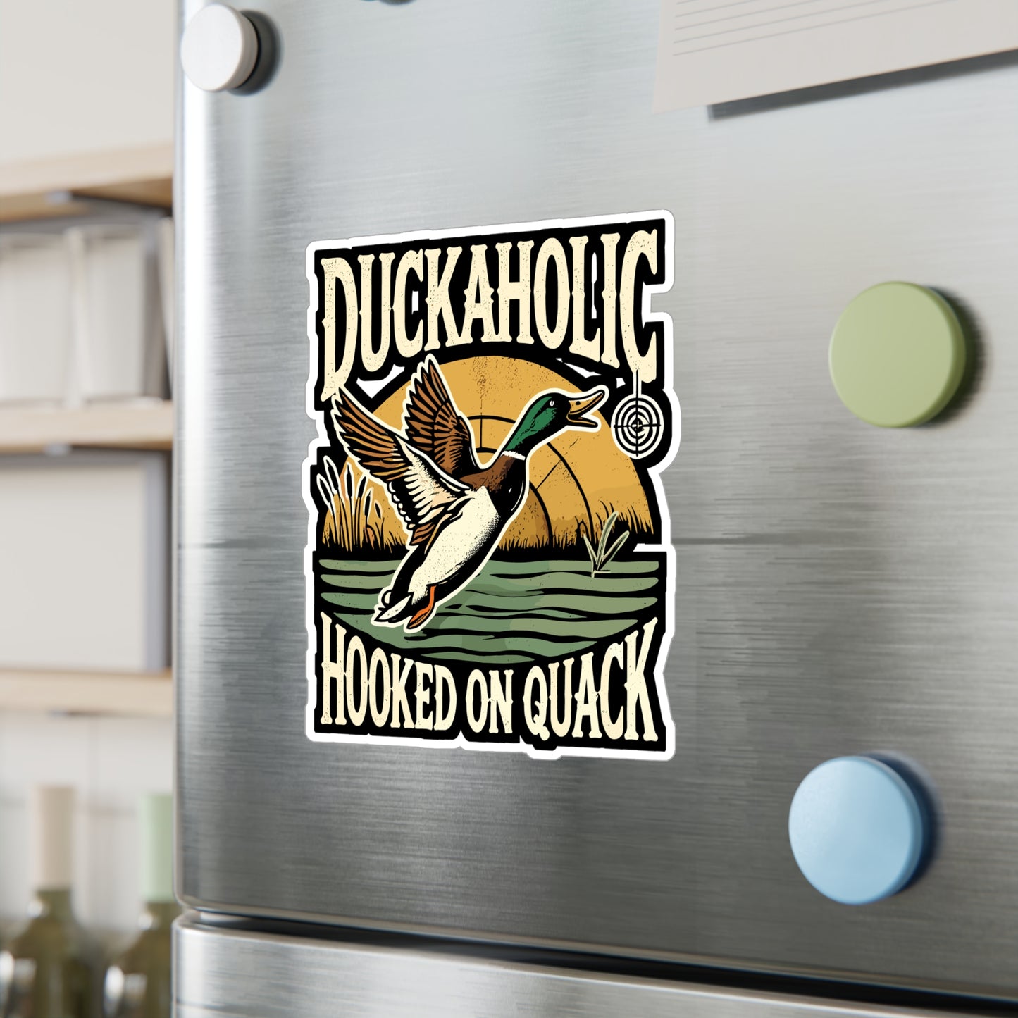 Duckaholic Hooked On Quack - Ducks Sticker for Laptop Sticker. Water Bottle Sticker, Vinyl Hunting Decal - Ducks Gift