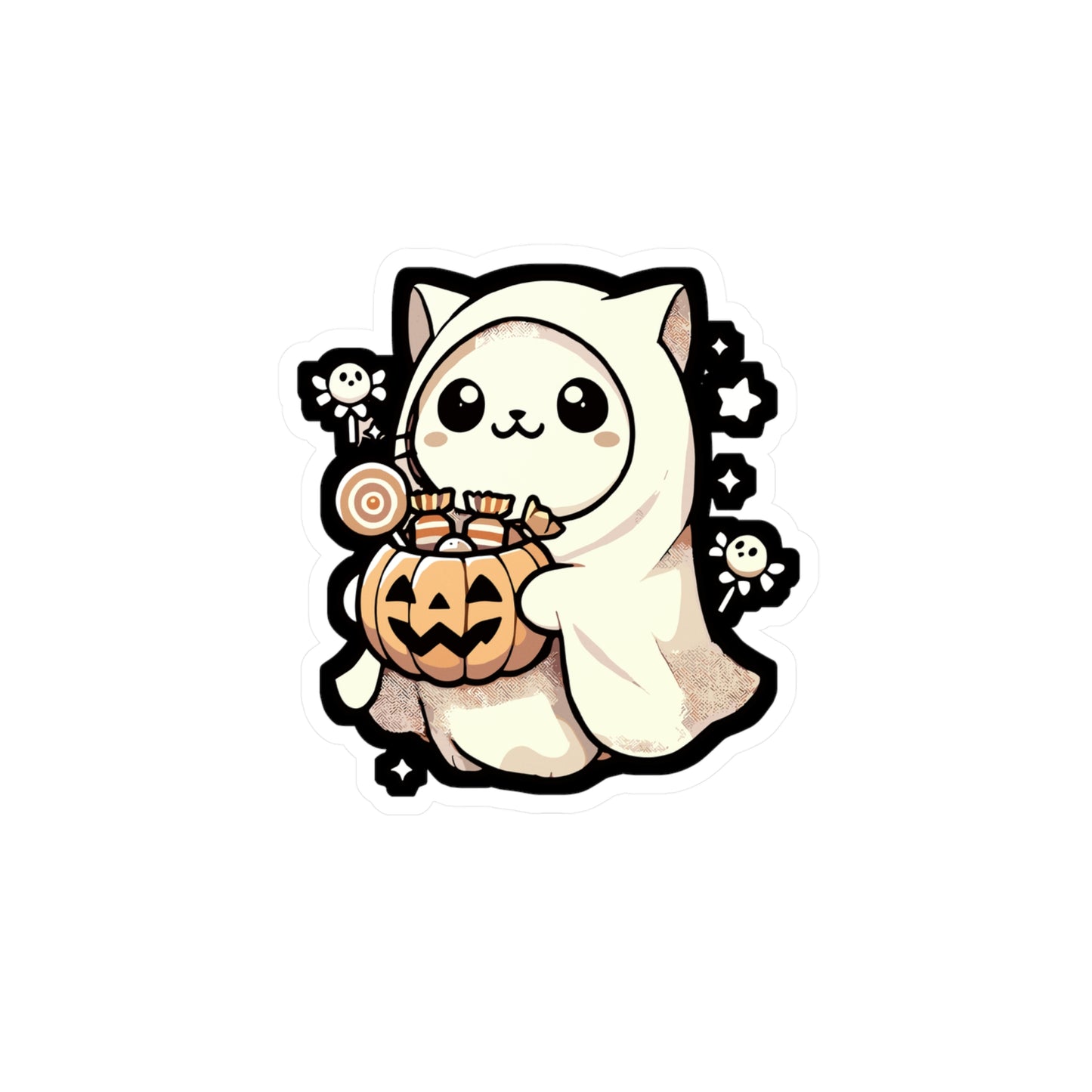 Ghost Halloween Costume Sweets - Halloween Sticker for Laptop Sticker. Water Bottle Sticker, Vinyl Ghost Decal - Halloween Gift