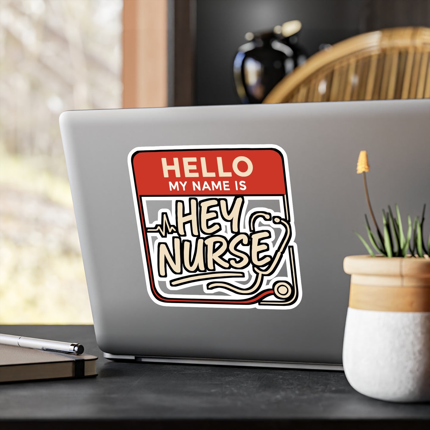 Hello My Name Is Hey Nurse – Nurse Sticker for Laptop or Water Bottle | Vinyl Night Shift Decal | Appreciation Gift