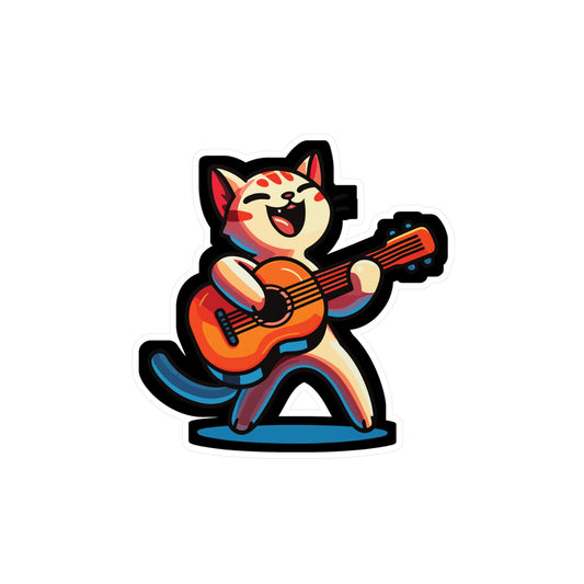 Musician Cat Violin - Guitar Sticker for Car Window Laptop Sticker. Water Bottle Sticker, Vinyl Player Decal, Music Sticker - Guitar Gift