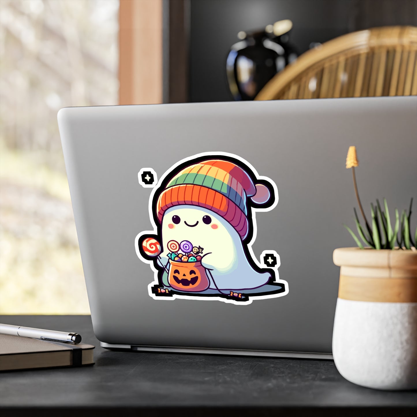 Halloween Costume Ghost Sweets - Halloween Sticker for Laptop Sticker. Water Bottle Sticker, Vinyl Ghost Decal - Halloween Gift