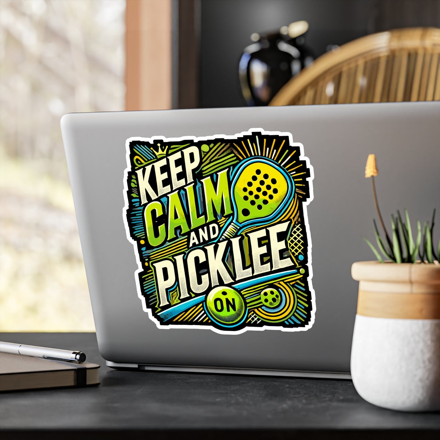 Keep Calm And Pickle On - Pickleball Sticker for Laptop Sticker. Water Bottle Sticker, Vinyl Dink Decal - Pickleball Gift