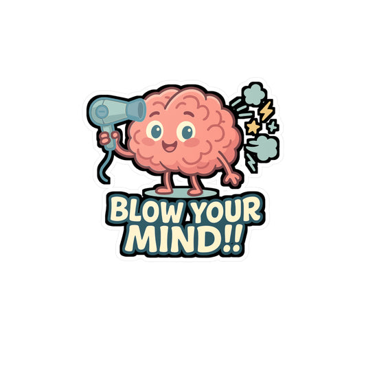 Brain Sticker – "Blow Your Mind" Creative Quirky Decal for Laptop or Water Bottle, Vinyl Waterproof Intelligence Gift
