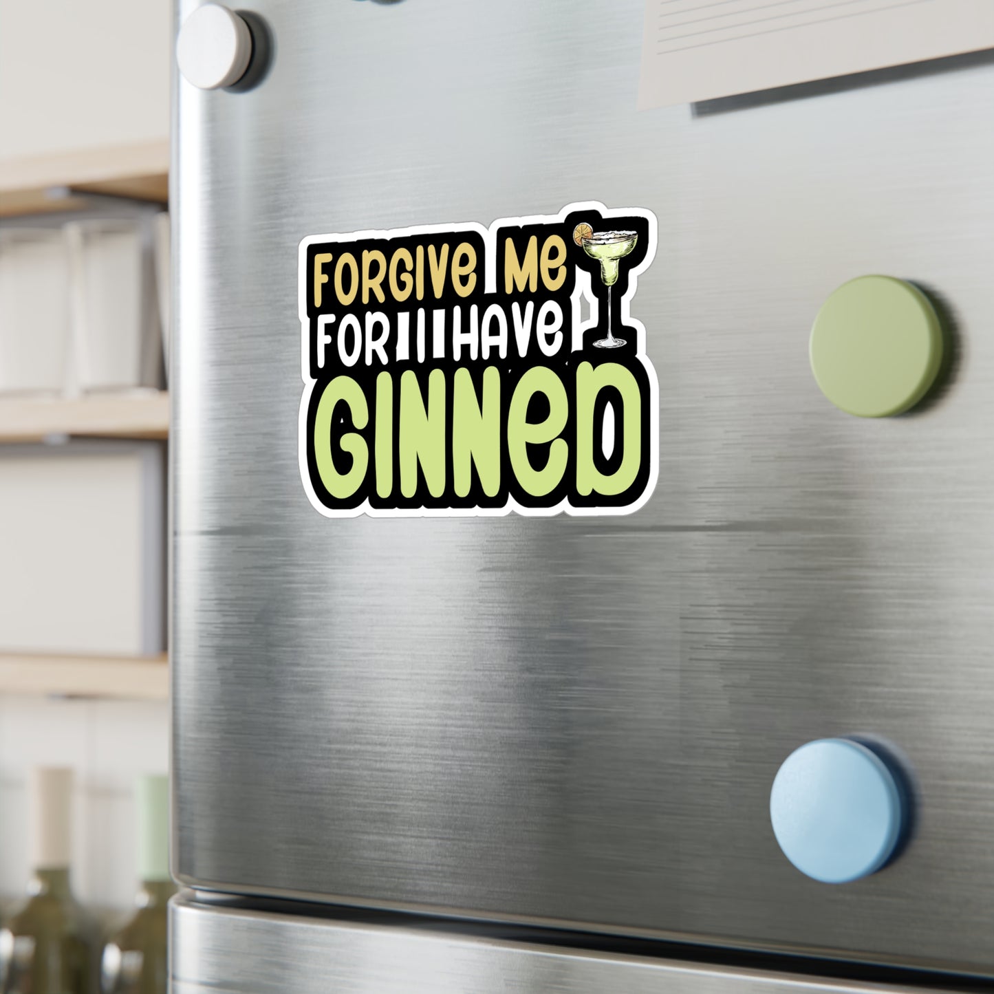 Forgive me for i have ginned - Bartender Sticker for Wall, Laptop, Window, Truck, Car Bartender Gift Vinyl Cocktail Decal Sticker