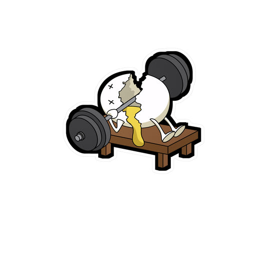 Smashed Egg Lifting Workout - Weightlifting Sticker for Laptop Sticker. Water Bottle Sticker, Vinyl Muscles Decal - Weightlifting Gift