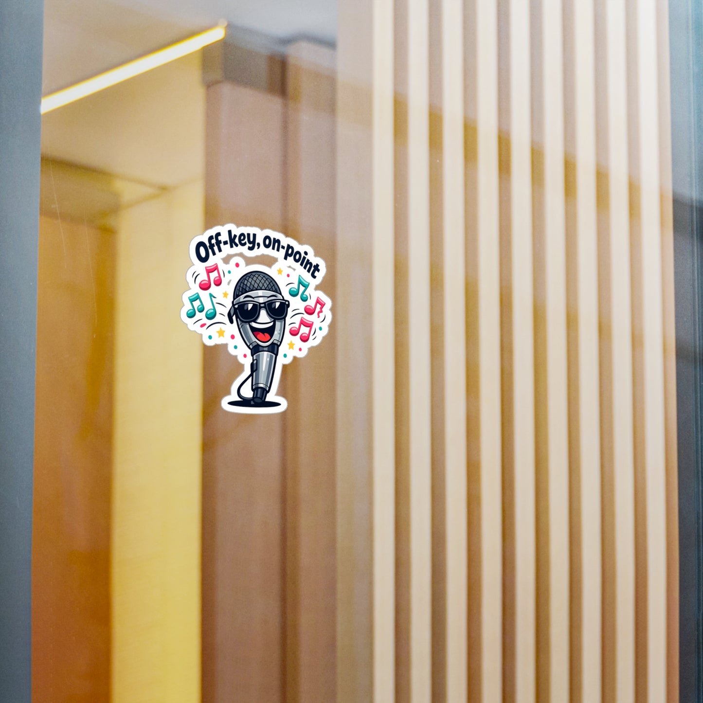 Karaoke Sticker 'Off-key, on-point' Funny Music Beer Booze Decals Waterproof Vinyl for Laptop Water Bottle