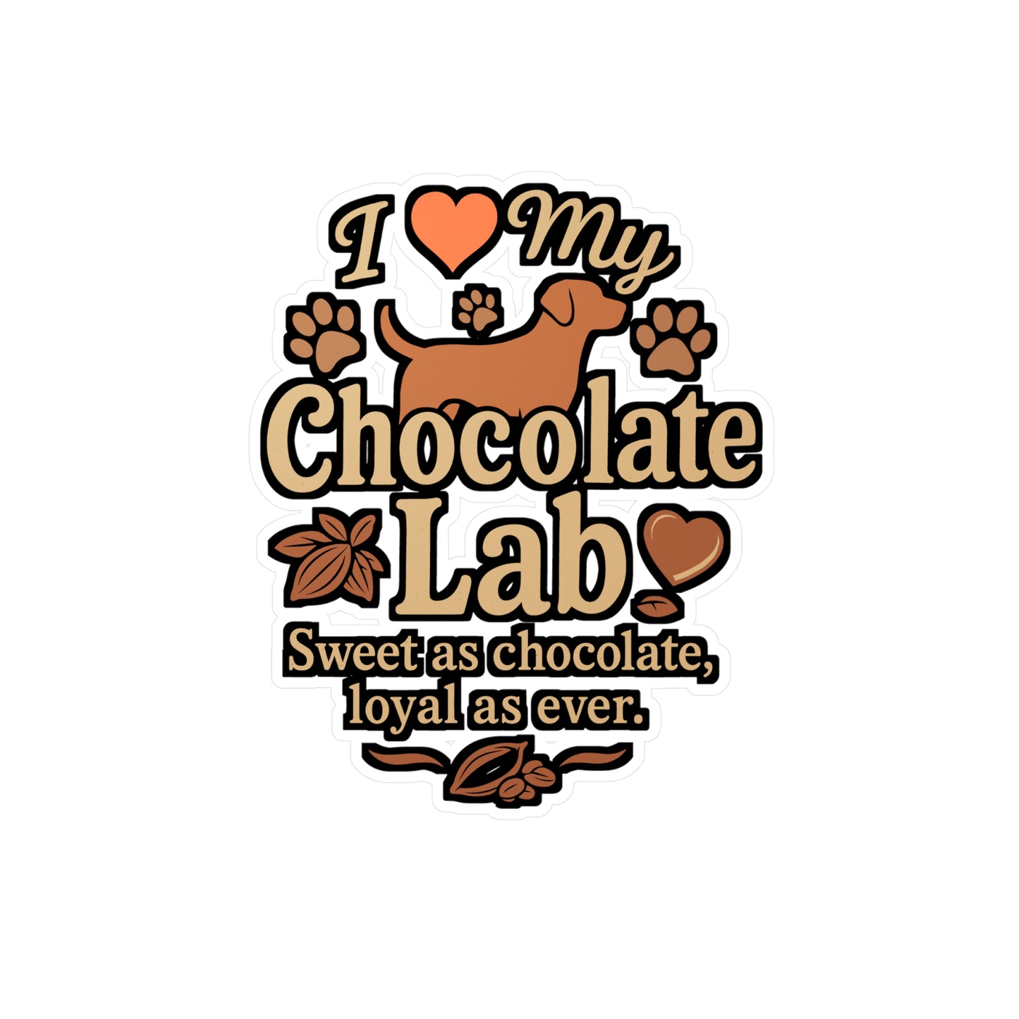 I Love My Chocolate Lab – Vinyl Sticker for Laptop or Water Bottle | Dog Lover Gift, Chocolate Labrador Decal