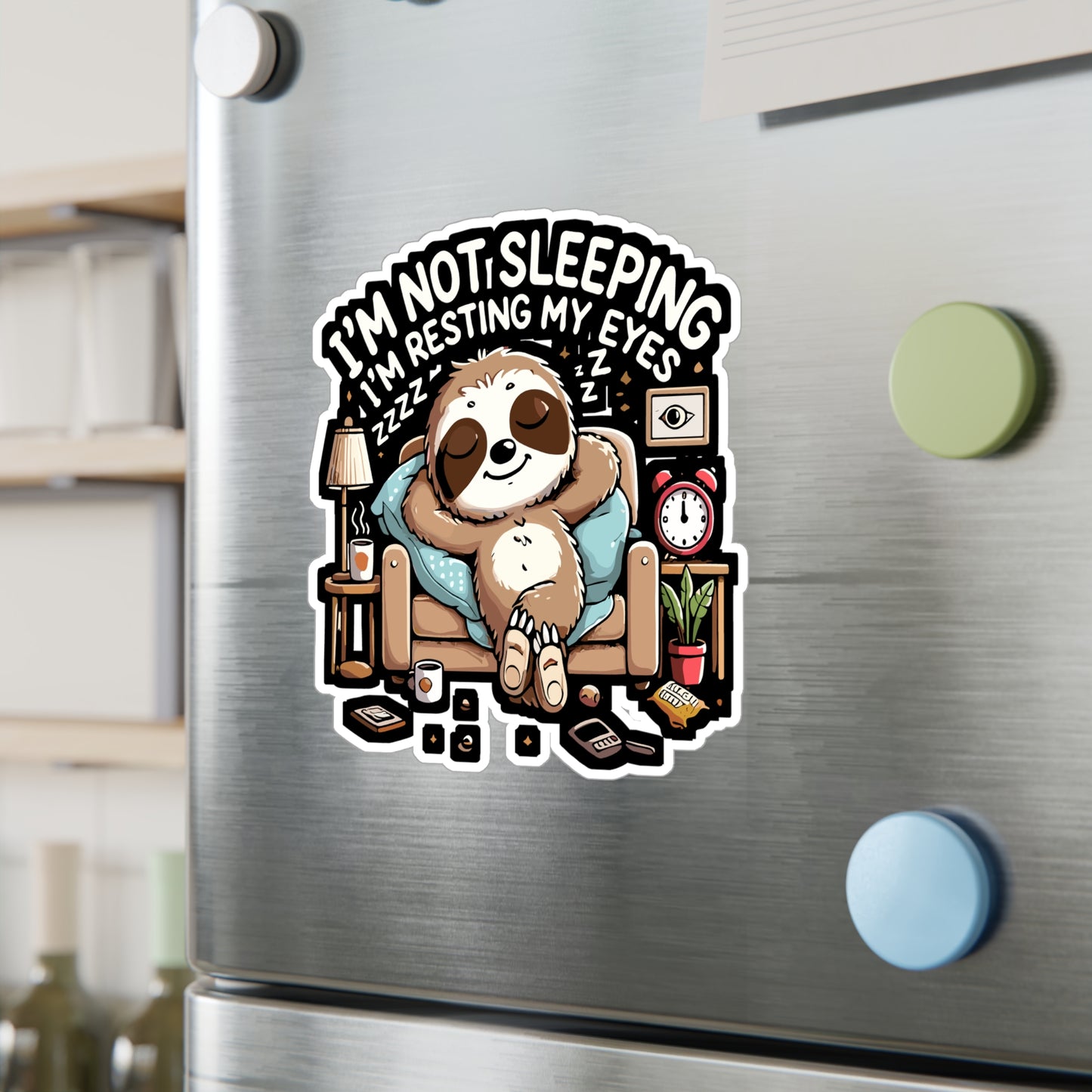 I'm Not Sleeping I'm Resting My Eyes - Sloth humor Sticker for Laptop Sticker. Water Bottle Sticker, Vinyl Lazy day joke Decal - Sloth humor Gift