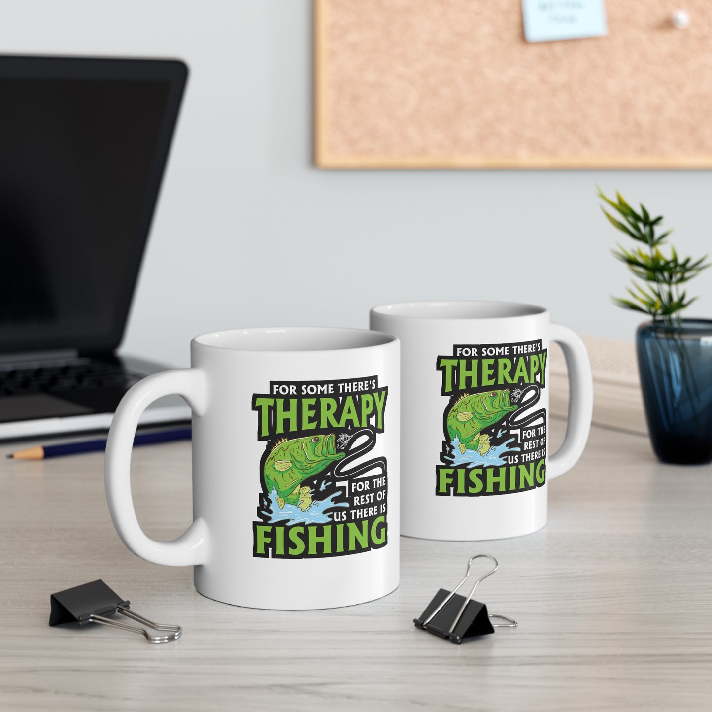 For Some There's Therapy For The Rest Of Us There Is Fishing - Fishing Mug for Coffee 11oz. Fishing Cup, White ceramic, Angling Mug - Fishing Gift