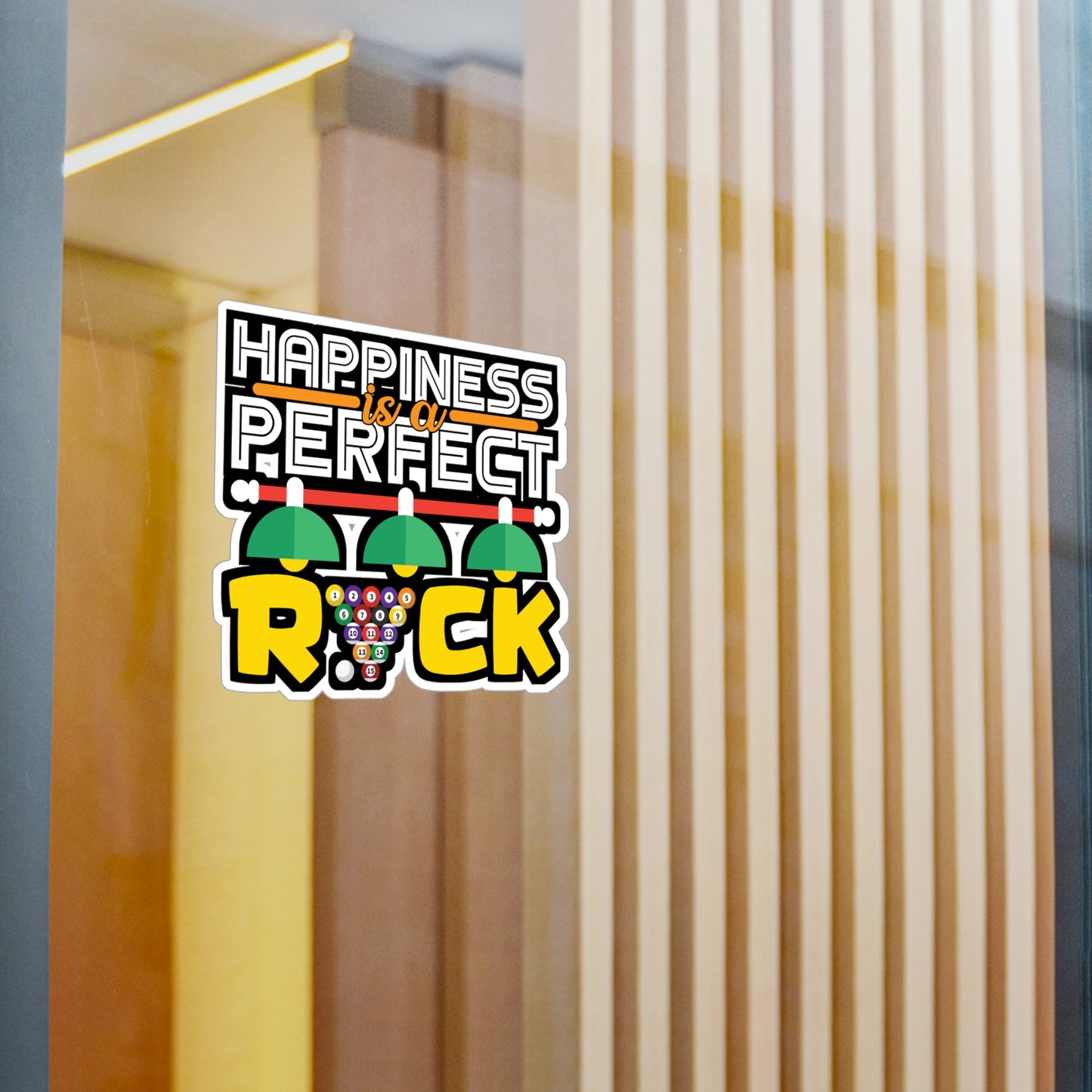 Happiness is a Perfect Rick - Billiards Sticker for Laptop Sticker. Water Bottle Sticker, Vinyl Pool Decal - Billiards Gift