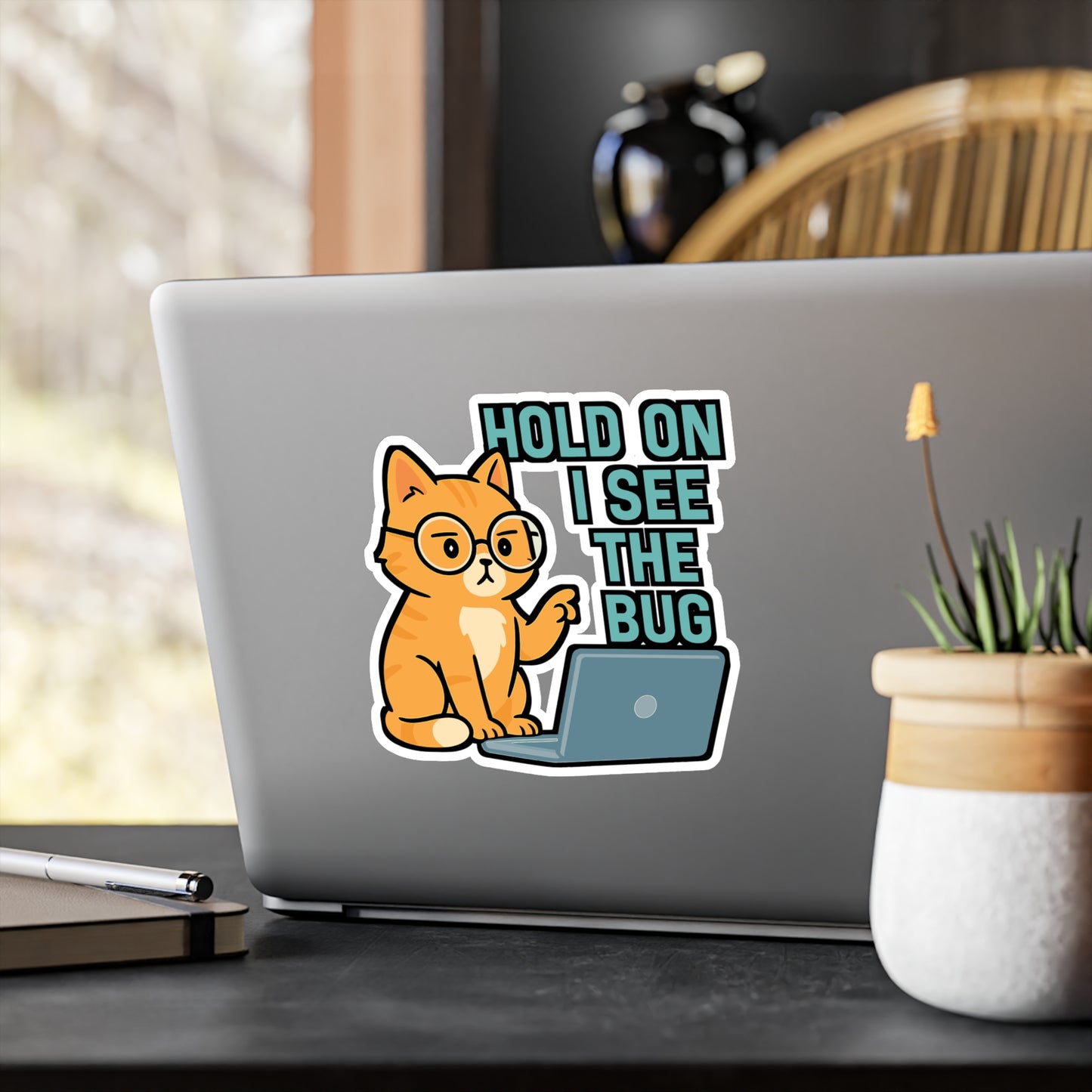 Programming Sticker – "Hold On I See The Bug" Funny Coding Decals for Developer, Debugging, Vinyl Waterproof Laptop or Water Bottle Accessory