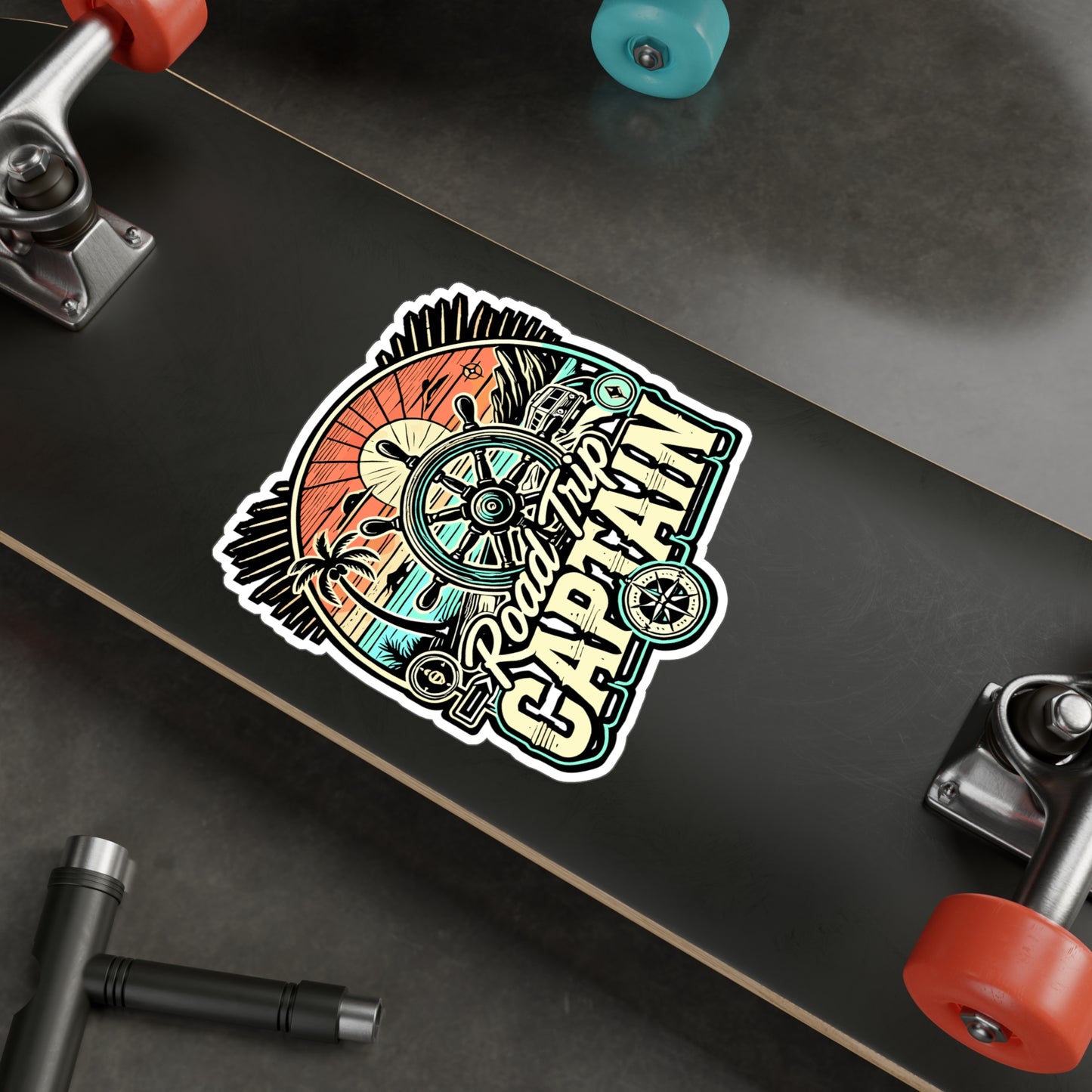 Road Trip Captain – Vinyl Road Trip Sticker for Laptop or Water Bottle | Vacation Decal, Road Trip Gift