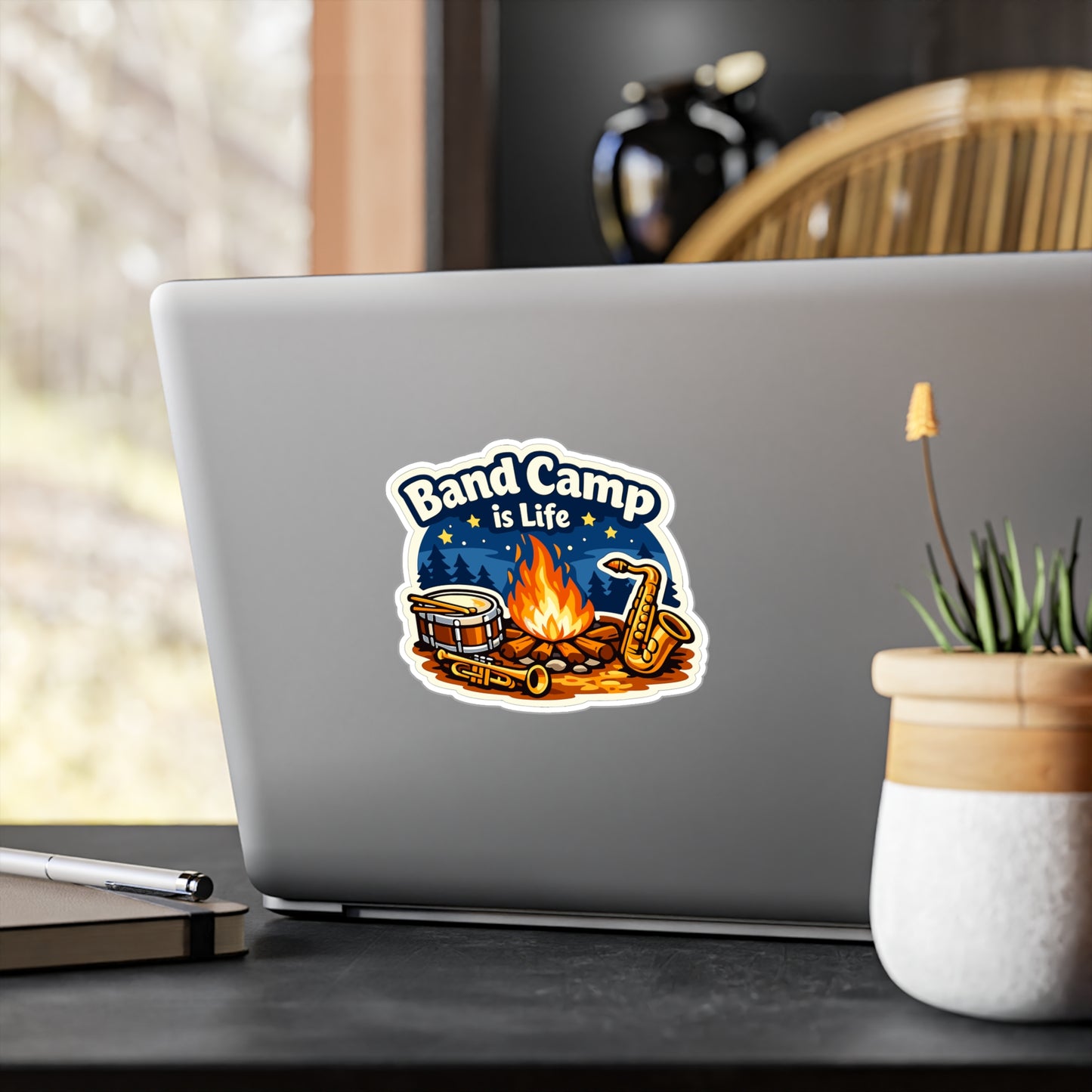 Marching Band Sticker Band Camp is Life Waterproof Vinyl Decals for Laptop Water Bottle, Drummer Band Director Mellophone Gift