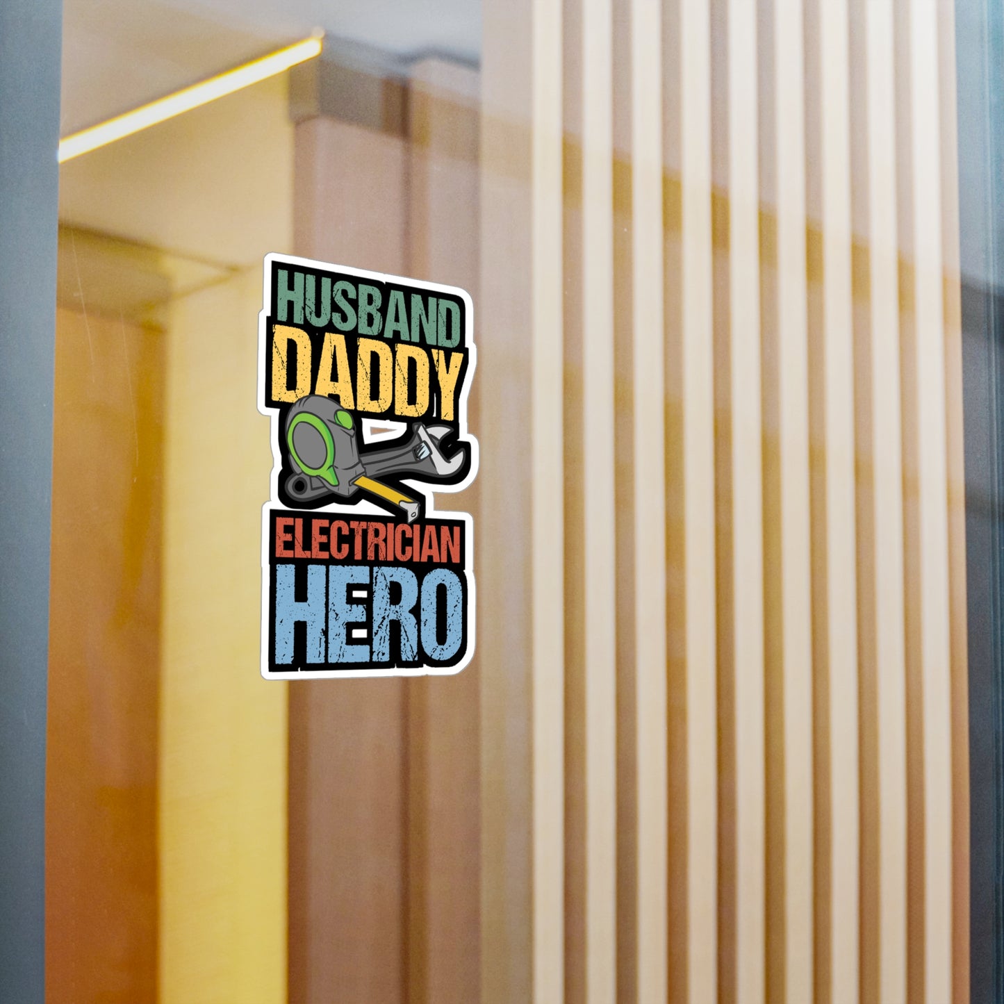 Husband Daddy Electrician Hero - Electrician Sticker for Laptop Sticker. Water Bottle Sticker, Vinyl Stripper Decal - Electrician Gift