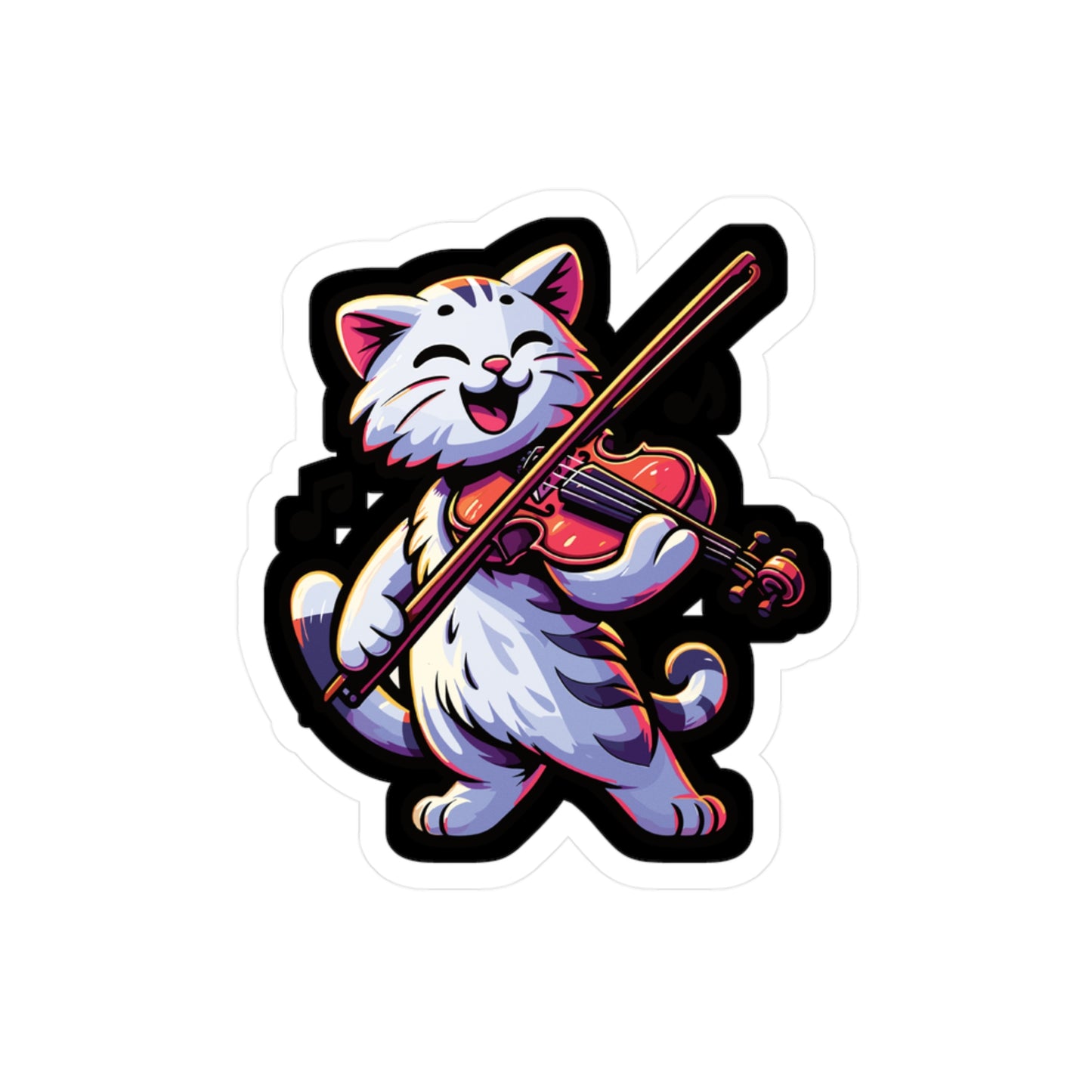 Musician Cat Violin - Violin Sticker for Car Window Laptop Sticker. Water Bottle Sticker, Vinyl Treble Decal, Pitch Sticker - Violin Gift