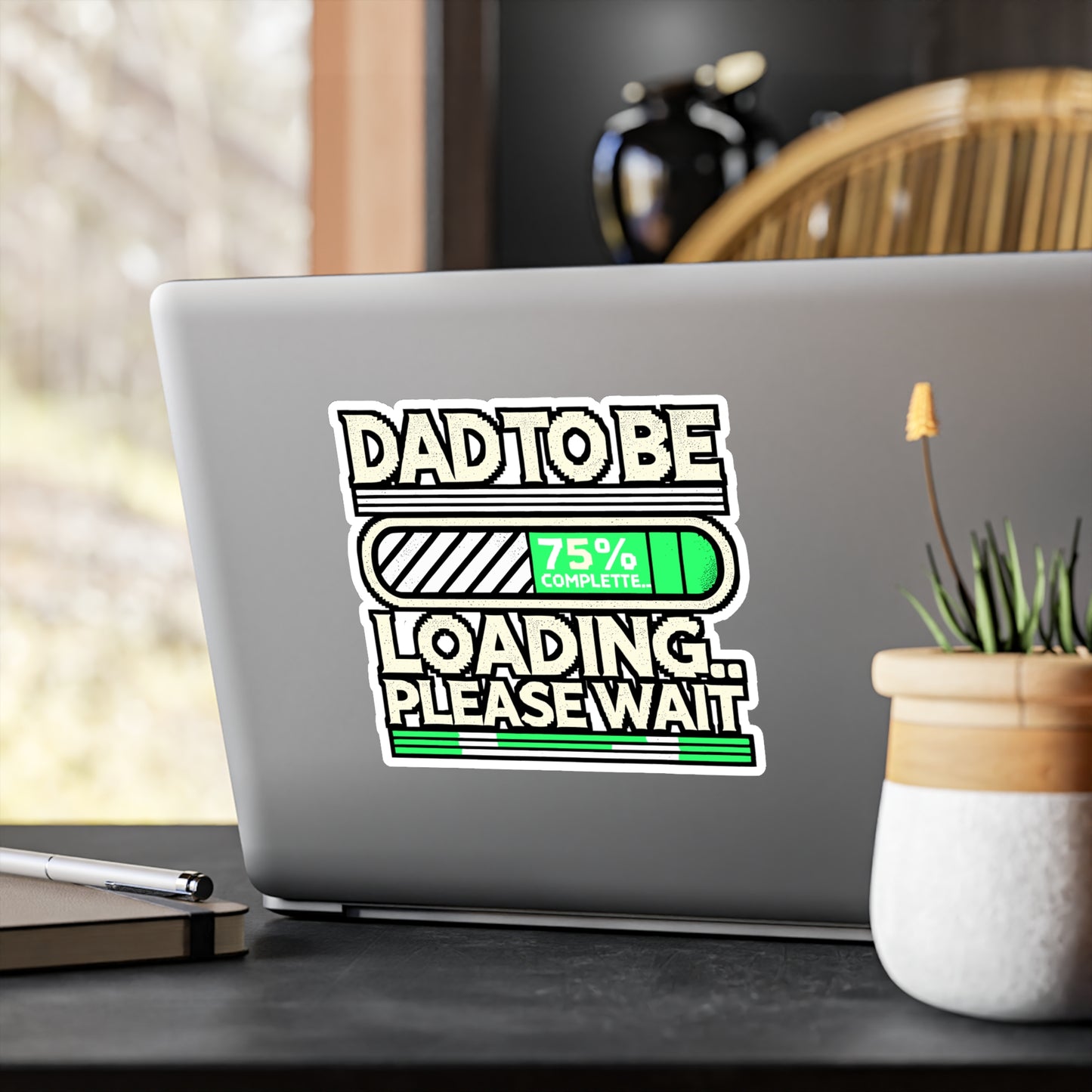 Dad To Be Loading Please Wait – Pregnancy Announcement Sticker for Laptop or Water Bottle | Vinyl Father Decal Gift