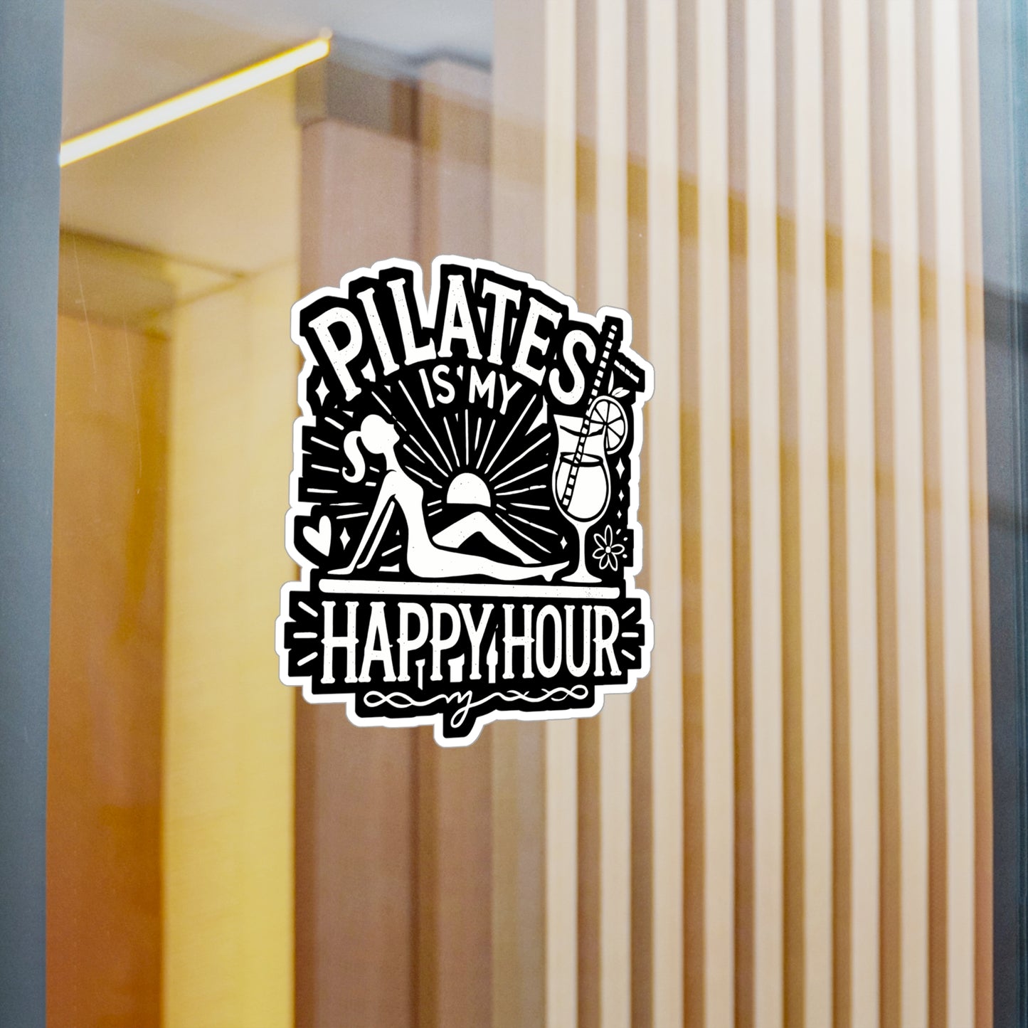 Pilates Is My Happy Hour - Pilates Sticker for Laptop Sticker. Water Bottle Sticker, Vinyl Fitness Decal - Pilates Gift