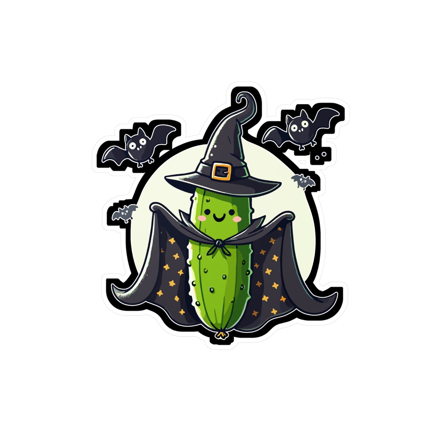 Halloween Witch Costume Cucumber Funny - Halloween Sticker for Laptop Sticker. Water Bottle Sticker, Vinyl Cucumber Decal - Halloween Gift