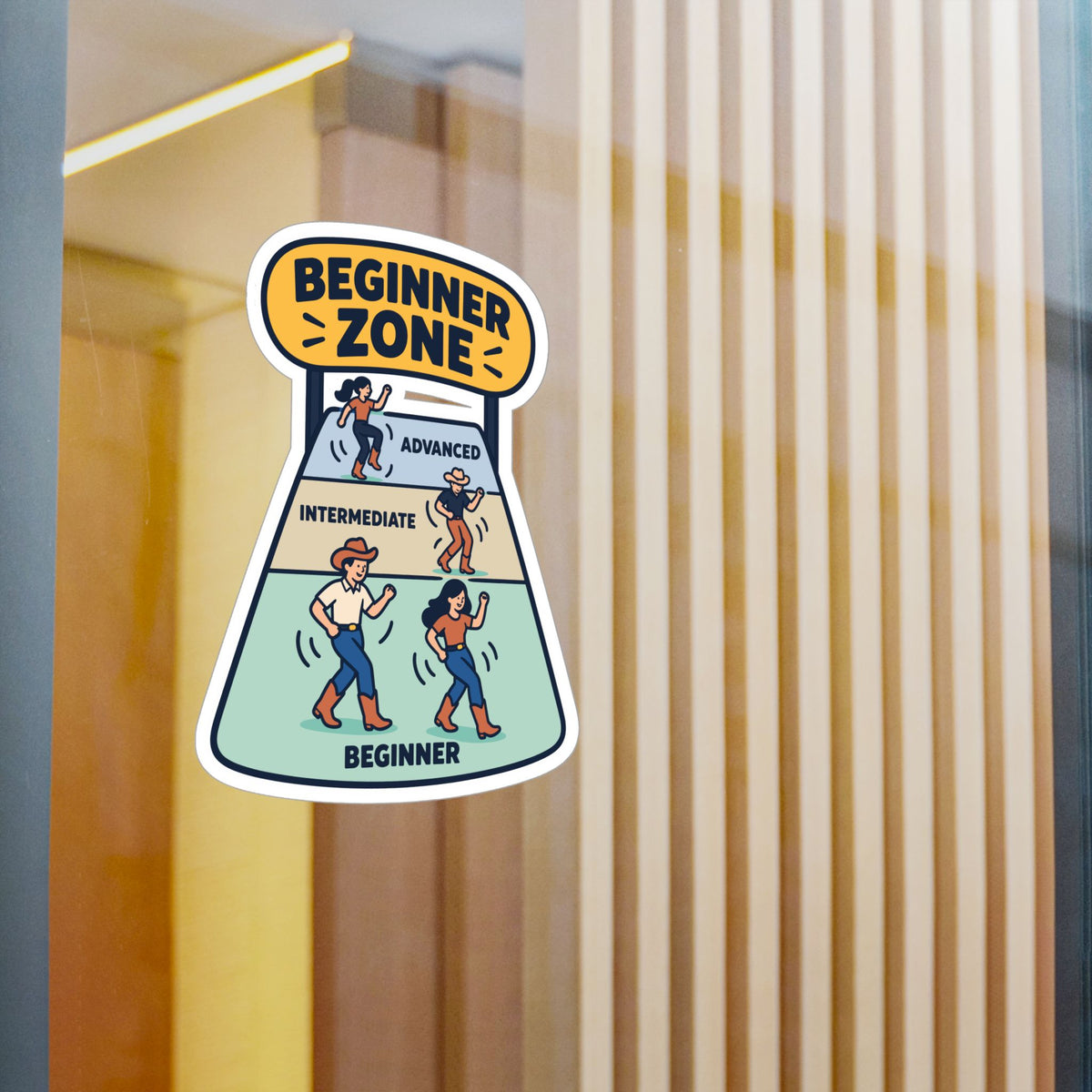 Line Dance Sticker - Beginner Zone Design for Country Dancers, Western Decals for Laptop and Water Bottle