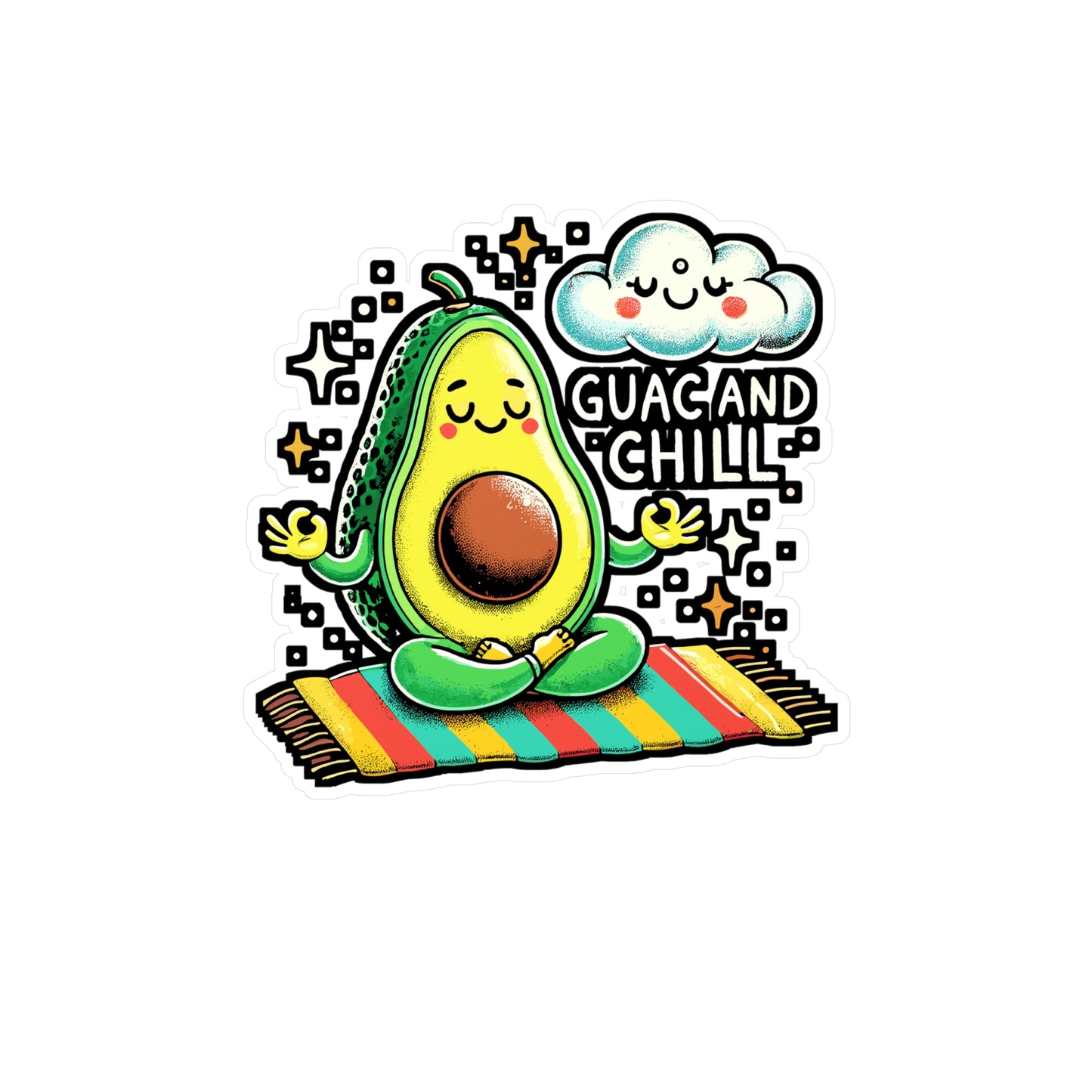 Guac and Chill – Yoga Sticker for Car, Laptop, Water Bottle & Zen Foodie Gifts