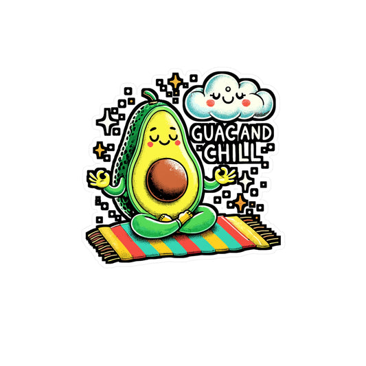 Guac and Chill – Yoga Sticker for Car, Laptop, Water Bottle & Zen Foodie Gifts