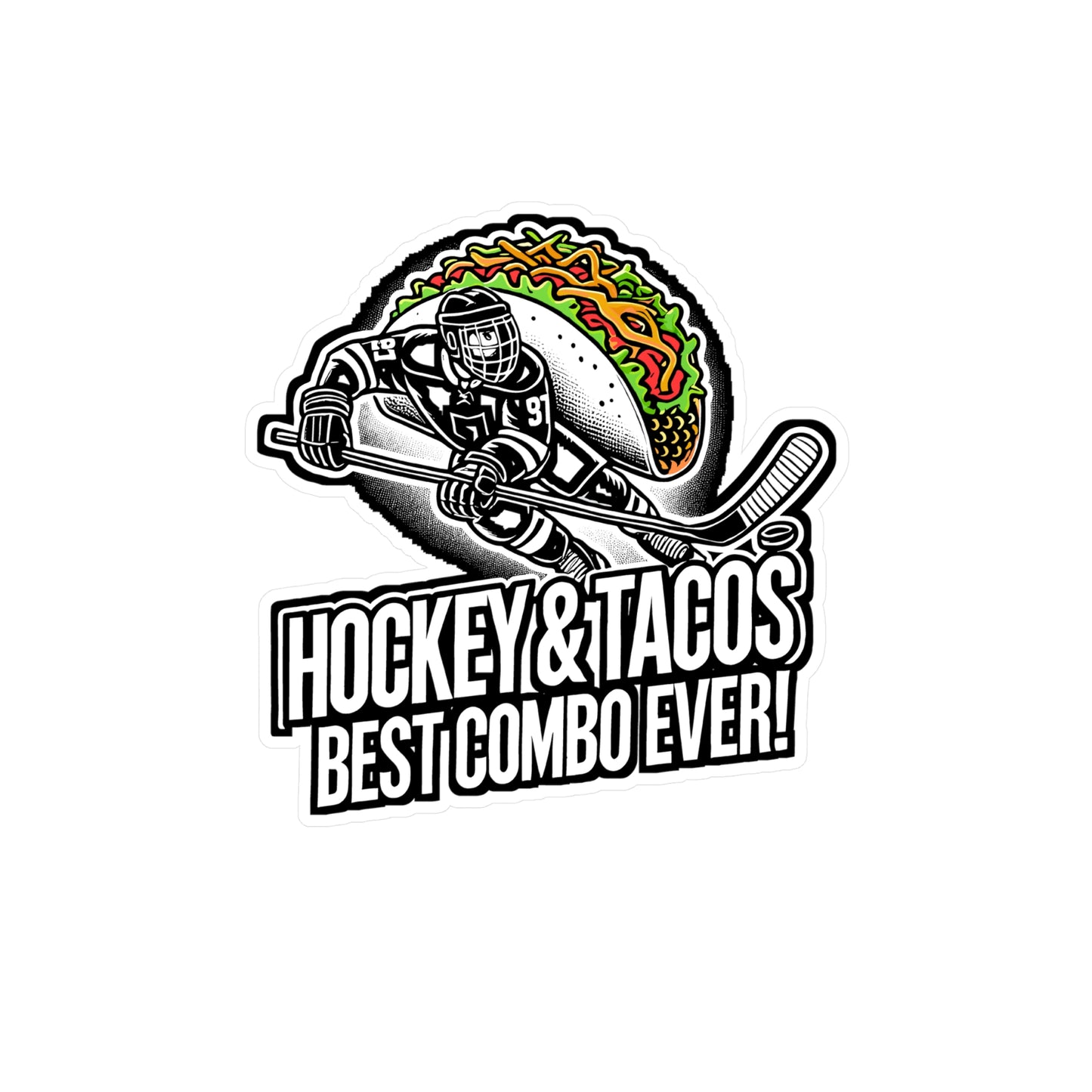 Hockey And Tacos – Vinyl Decal for Car Window, Laptop, or Water Bottle | Funny Hockey Gift for Fans