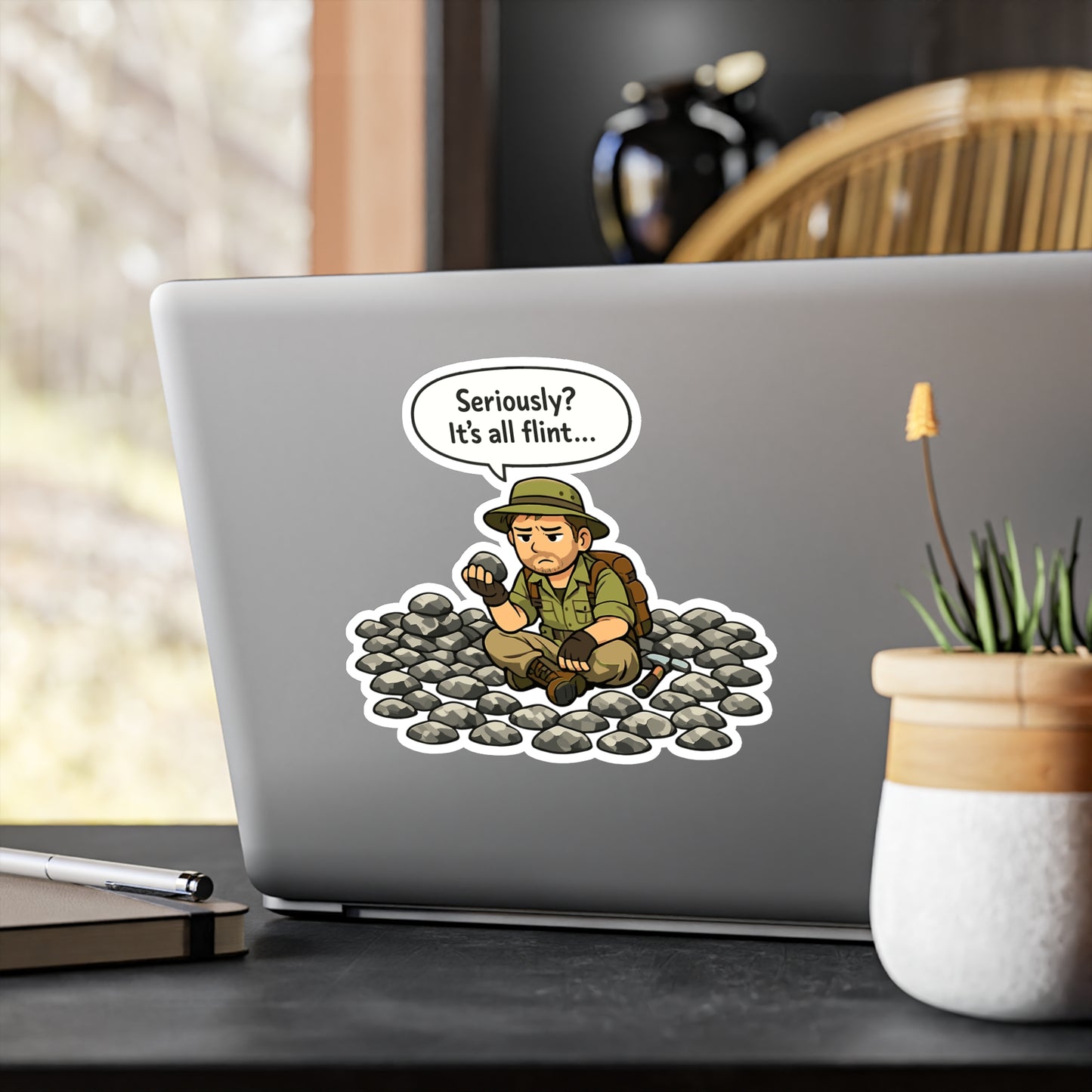 Geologie Sticker Seriously? It's all flint… Funny Geology Rocks Minerals Tectonics Vinyl Waterproof sticker decals for Laptop Water Bottle