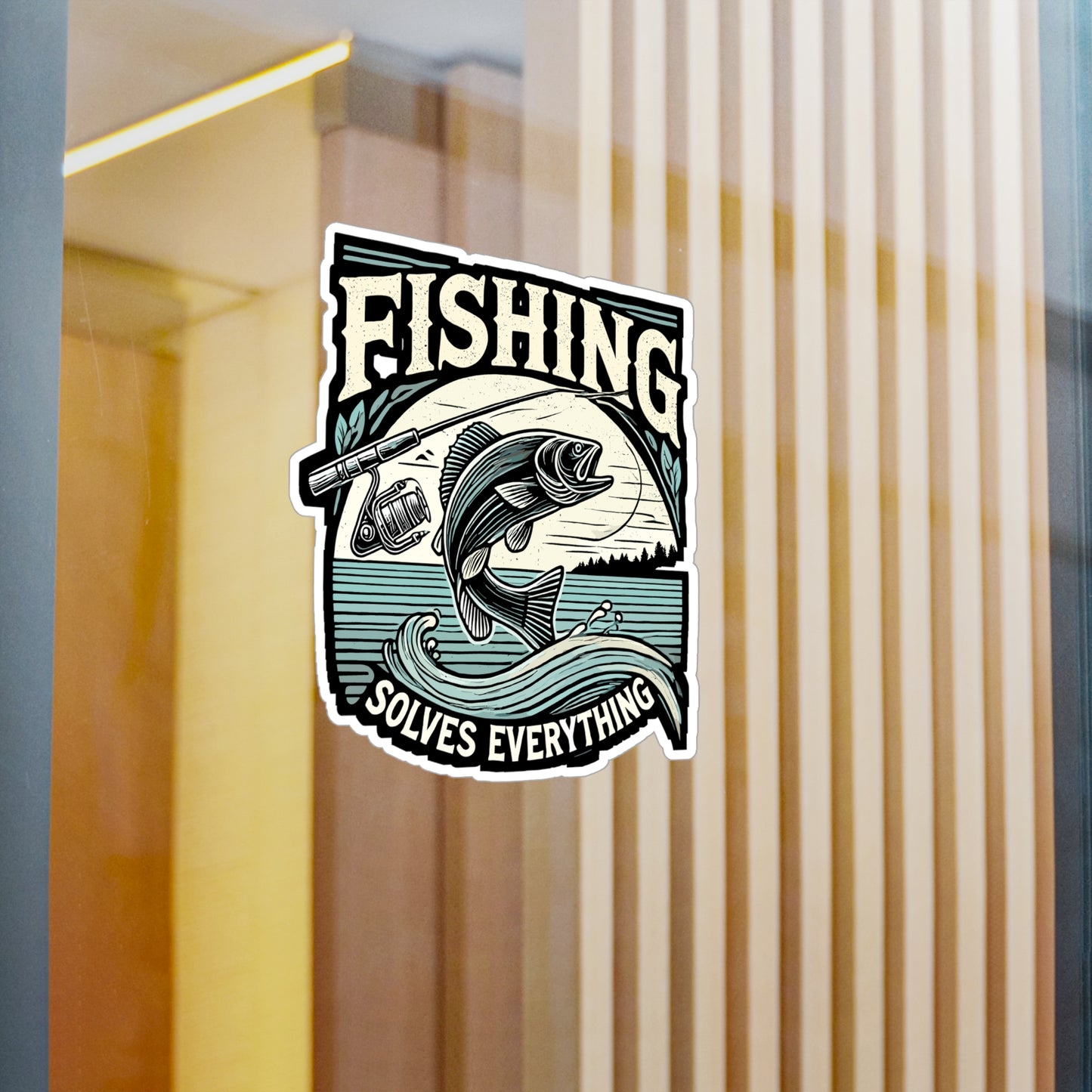 Fishing Solves Everything - Fishing Sticker for Laptop Sticker. Water Bottle Sticker, Vinyl Anglers Decal - Fishing Gift