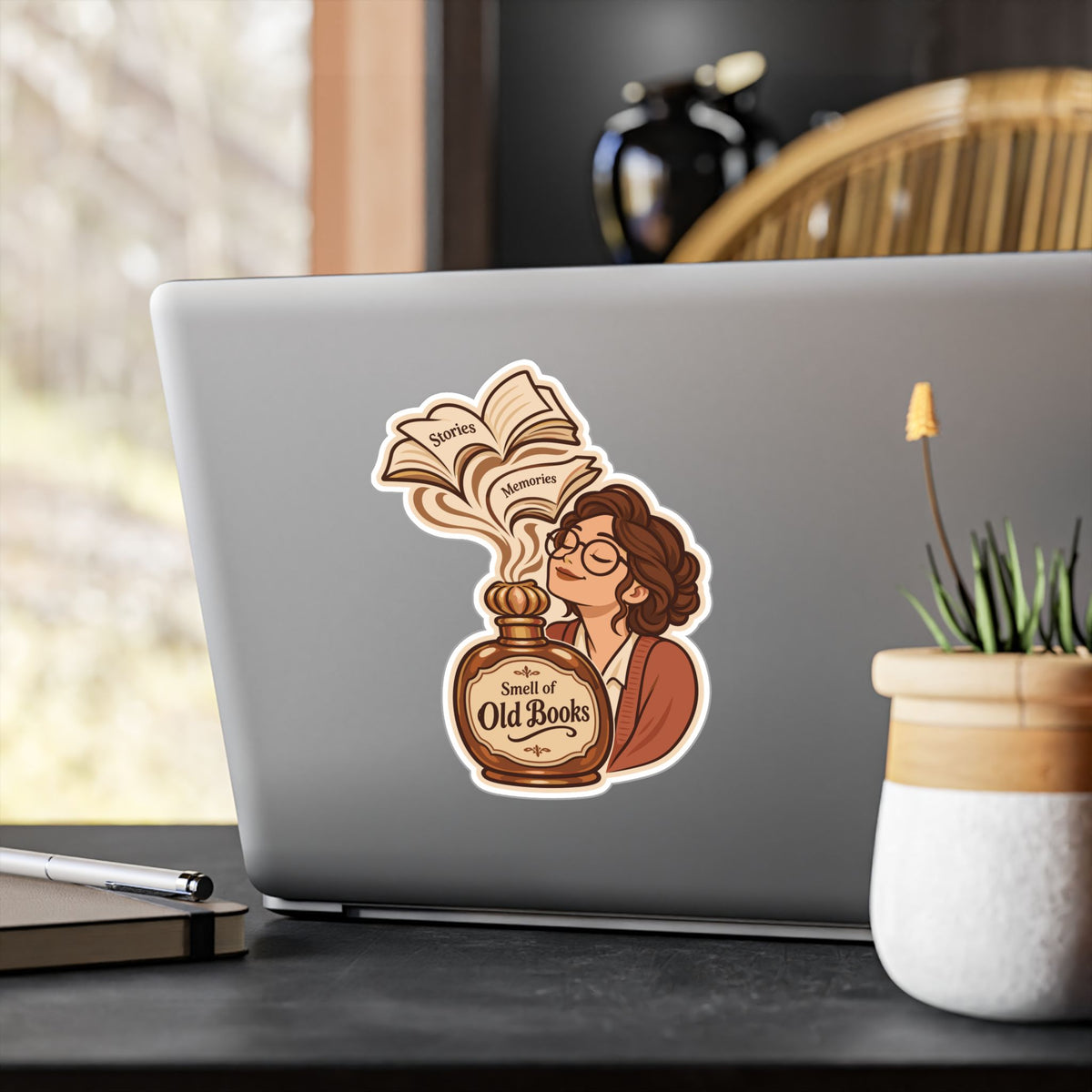 Librarian Sticker - Smell of Old Books with a Fabulous Magical Unicorn, Decals for Laptop and Water Bottle