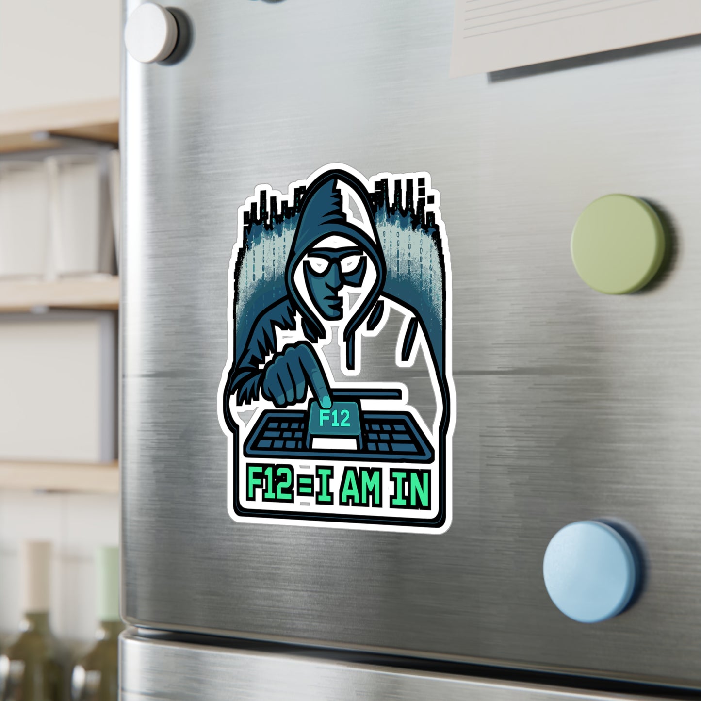 Hacker Sticker – F12 = I Am In Cyberpunk Decals for Laptop, Water Bottle, Coding Keyboard, Vinyl Waterproof Hacker Gift