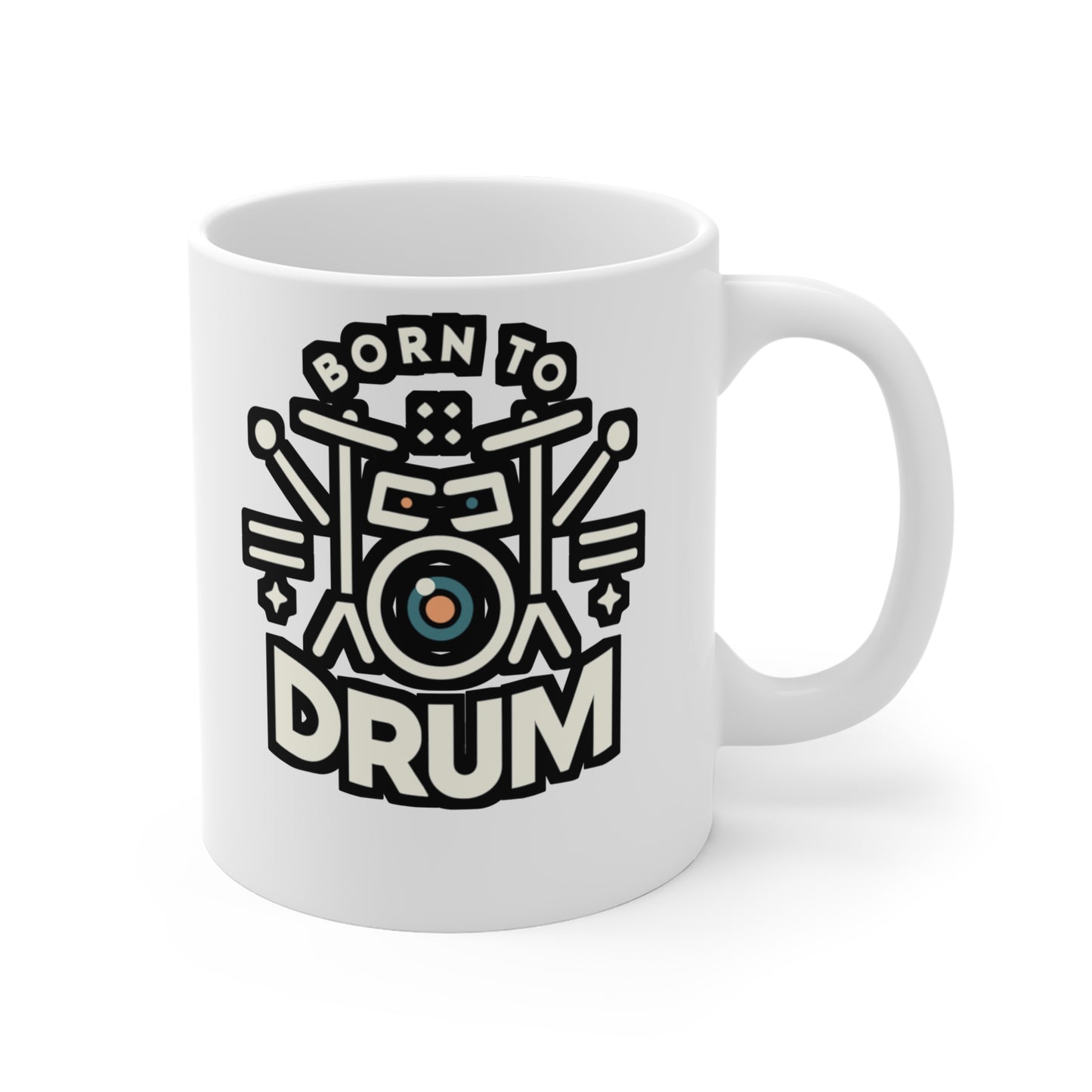 Born to drum - Audio-engineer Mug for Coffee 11oz. Audio-engineer Cup, White ceramic, Monitor Mug - Audio-engineer Gift