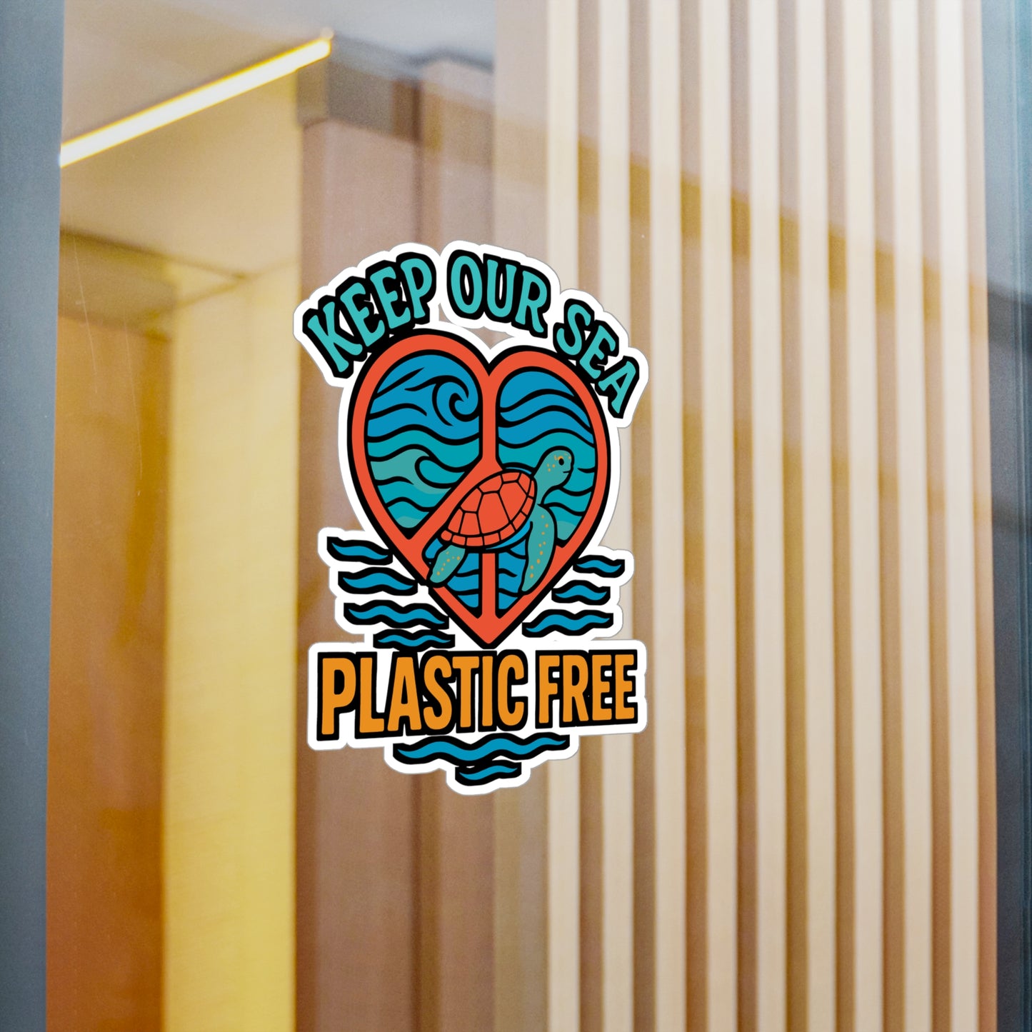Keep Our Sea Plastic Free – Turtle Sticker for Laptop, Water Bottle & Eco-Friendly Gifts