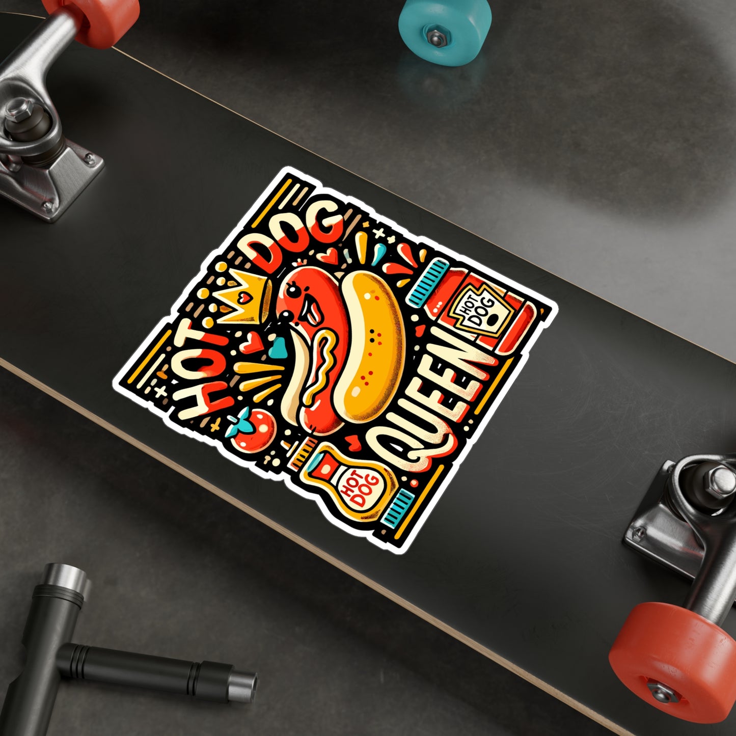 Hot Dog Queen - Hot dog Sticker for Laptop Sticker. Water Bottle Sticker, Vinyl Foodie Decal - Hot dog Gift