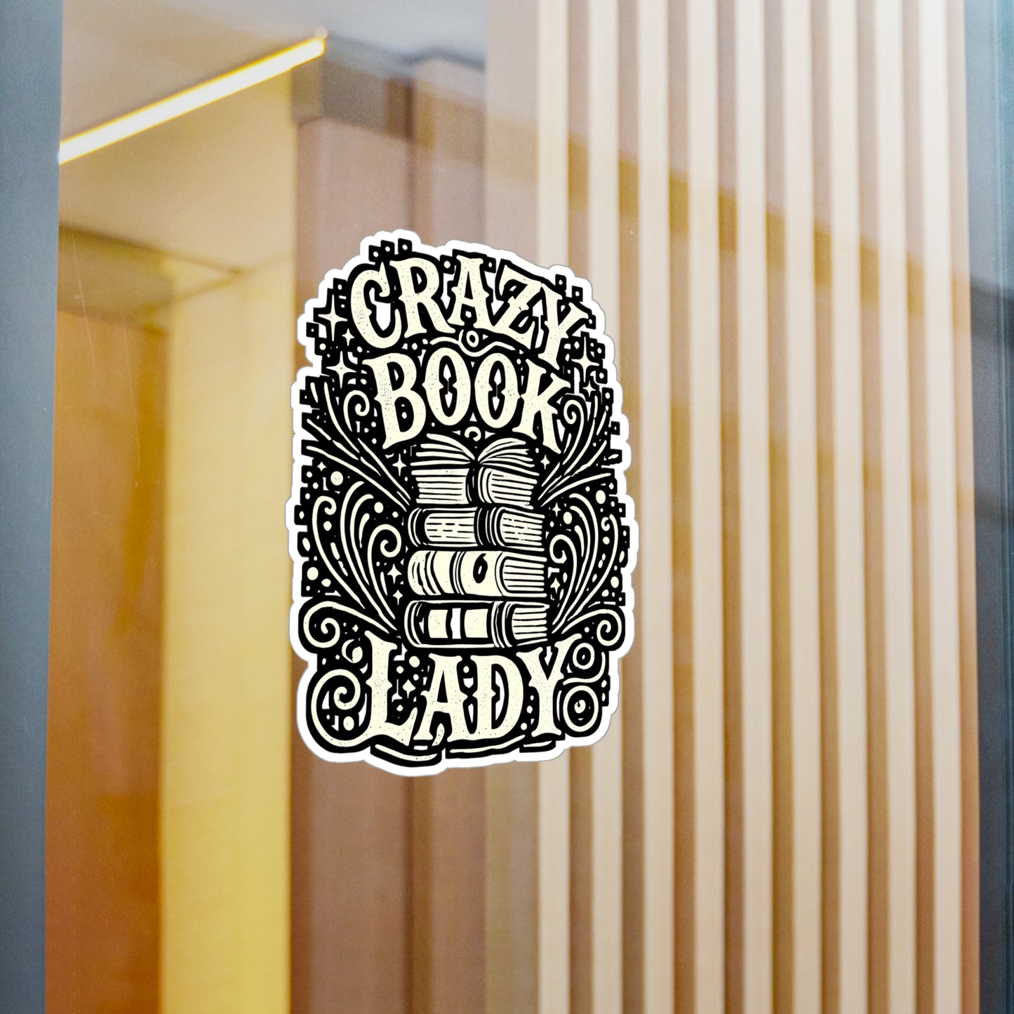 Crazy Book Lady – Vinyl Book Sticker for Car Window, Laptop, or Water Bottle | Reading Decal, Librarian Gift