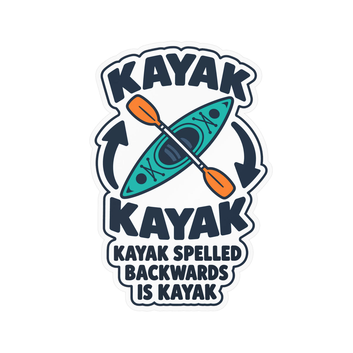 Kayak Sticker - Spelled Backwards Is Kayak, Funny Kayaking and Rowing Decals for Any Kayaker, Laptop or Water Bottle