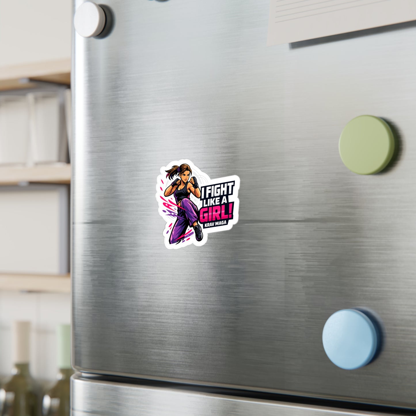 Krav Maga Sticker I Fight Like a Girl! Martial Arts Self Defense Vinyl Waterproof decals for Laptop or Water Bottle Fitness