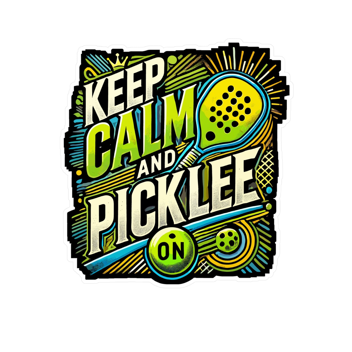 Keep Calm And Pickle On - Pickleball Sticker for Laptop Sticker. Water Bottle Sticker, Vinyl Dink Decal - Pickleball Gift