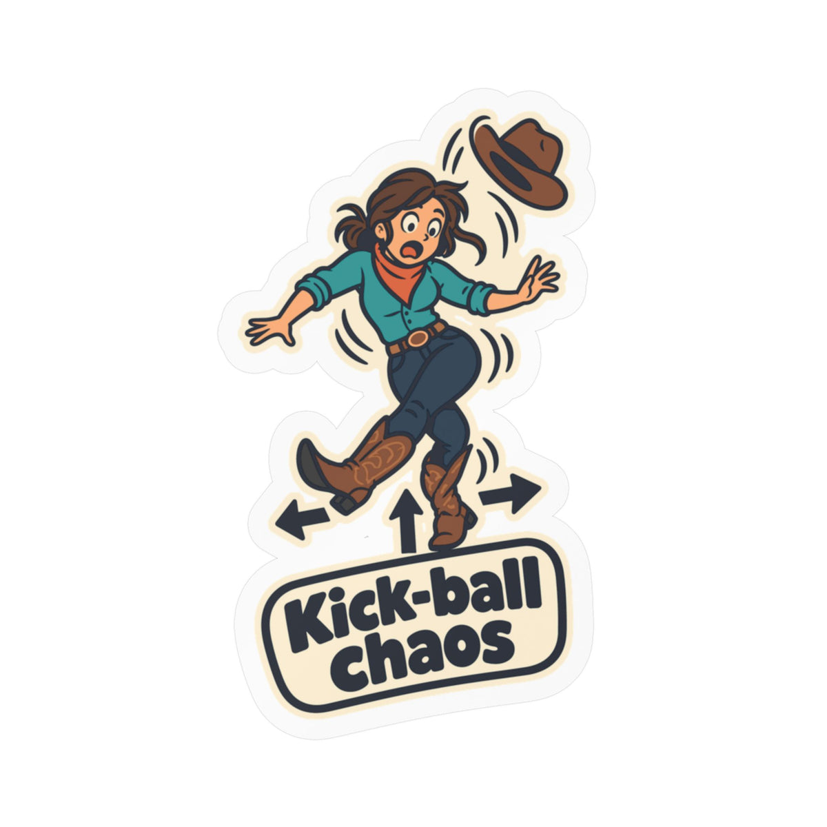Line Dance Sticker – Kick-ball Chaos Decals for the Country Dancer, Western Style for Laptop and Water Bottle