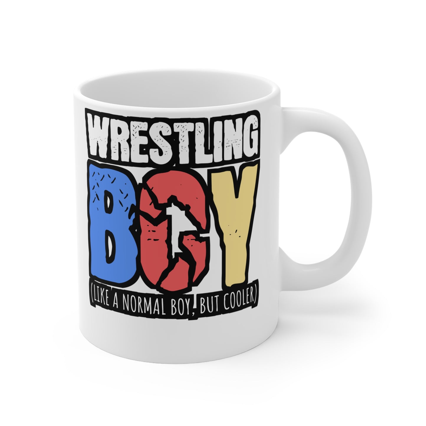 Wrestling Boy - Wrestle Mug for Coffee 11oz. Wrestle Cup, White ceramic, Wrestling Mug, Offense Tea Cup - Wrestle Gift