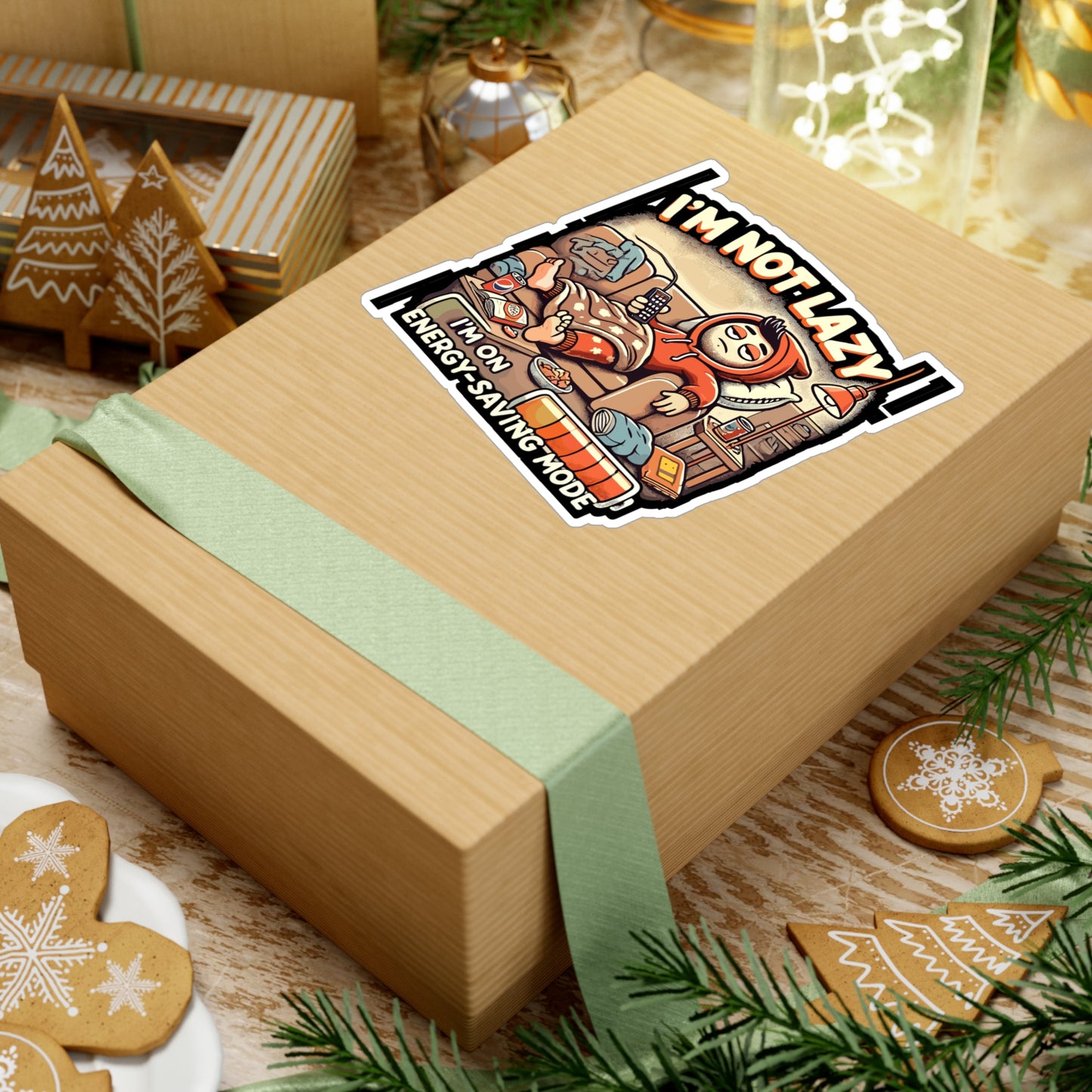 I'm Not Lazy, I'm on Energy-Saving Mode - Lazy Sticker for Laptop Sticker. Water Bottle Sticker, Vinyl Energy-saving Decal - Lazy Gift